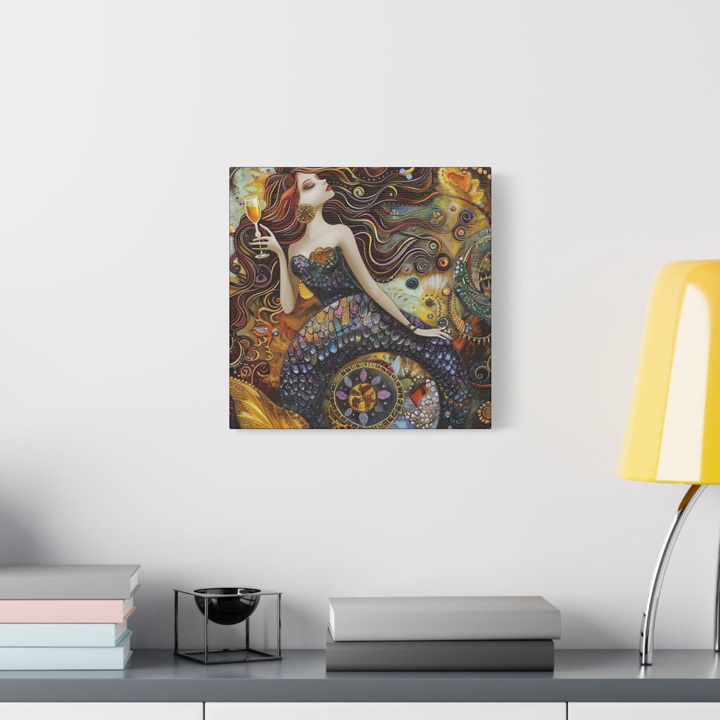 Mermaid Art Canvas, Relaxing Home Decor, Whimsical Wall Art, Unique Gift, Fantasy Artwork