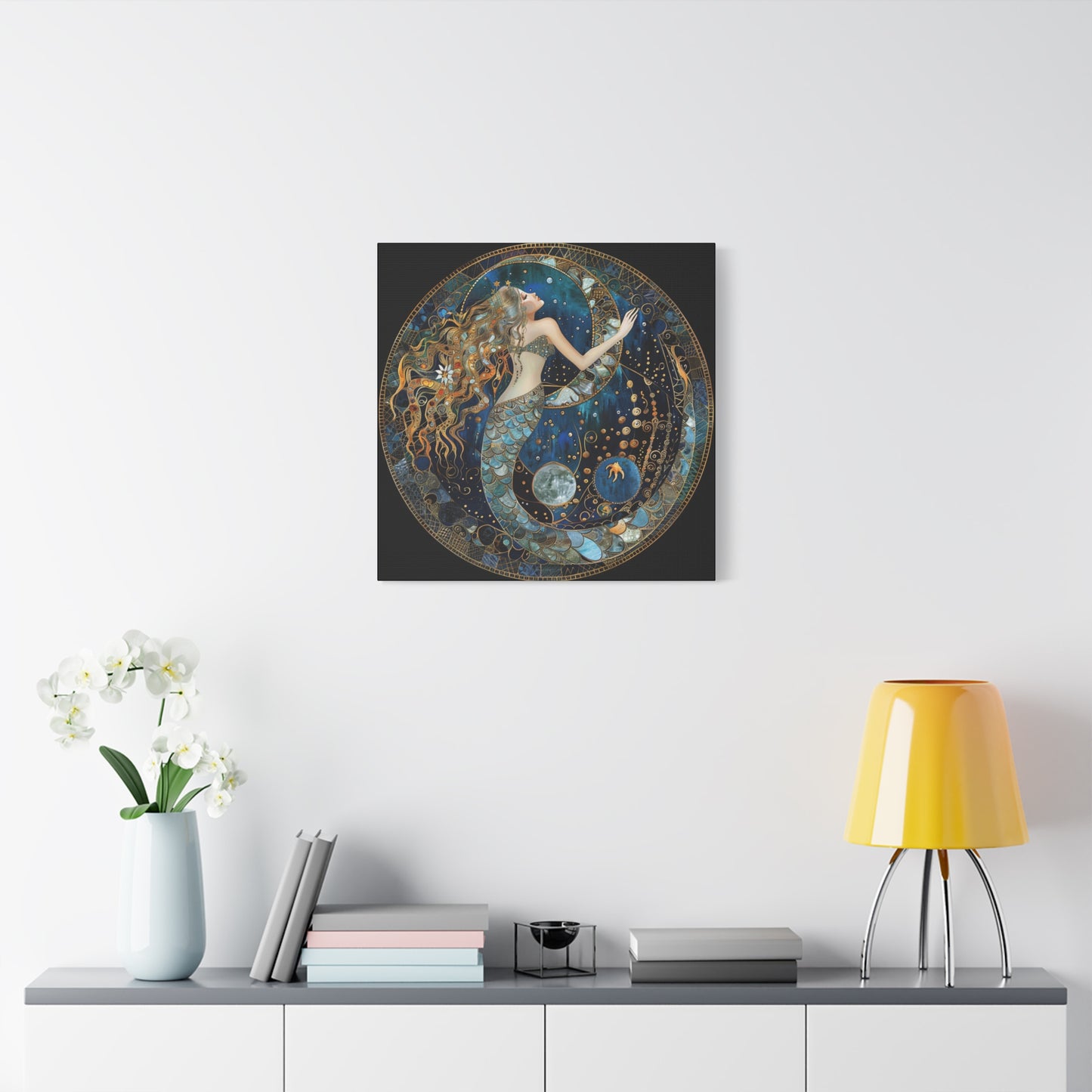 Mermaid Dreams Canvas Art, Ocean Wall Decor, Boho Home Decor, Gift for Her, Coastal Decoration, Celestial Art