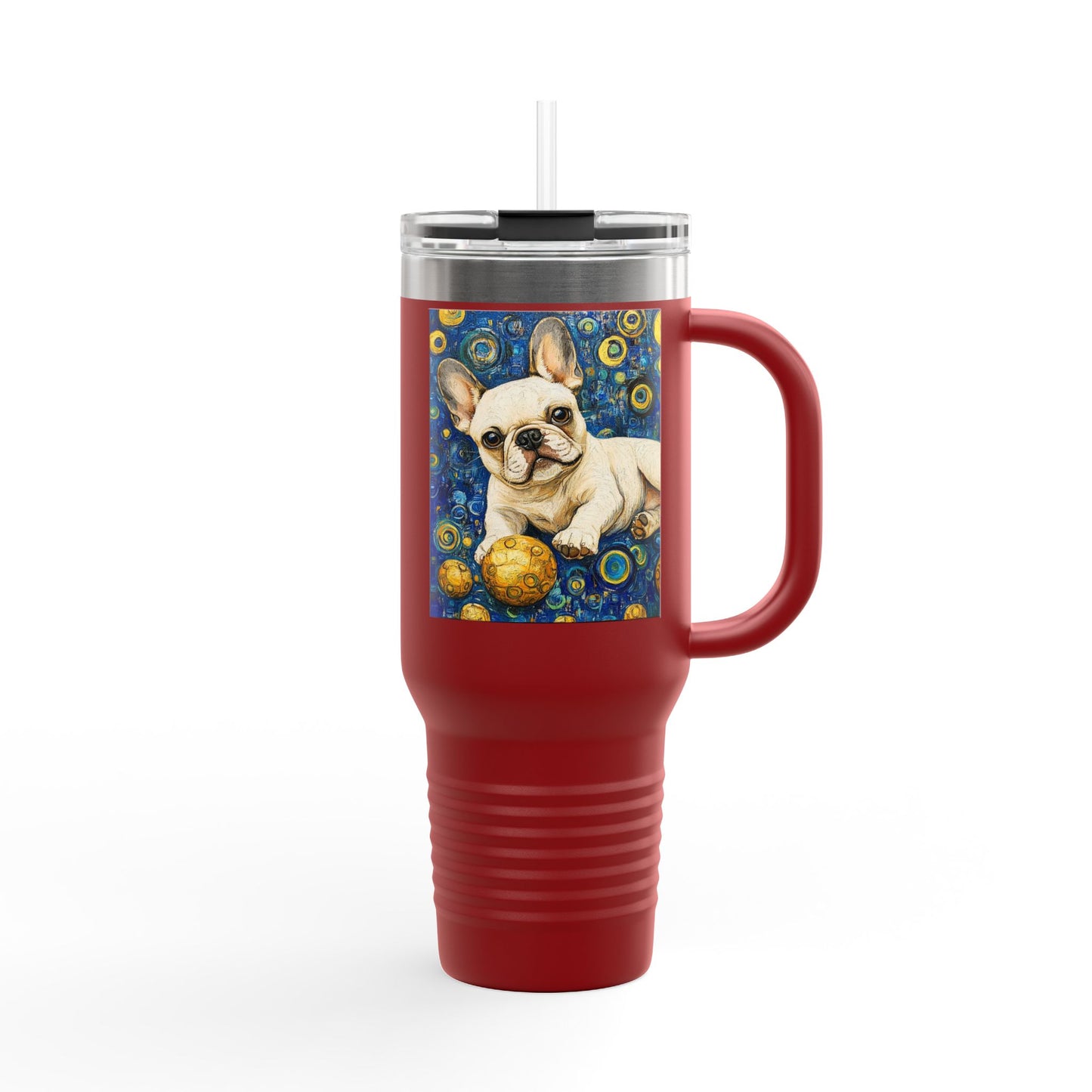 Cute French Bulldog Insulated Travel Mug, 40oz - Perfect for Pet Lovers, Gift for Dog Owners, Travel Companion, Coffee Mug, Birthday Present