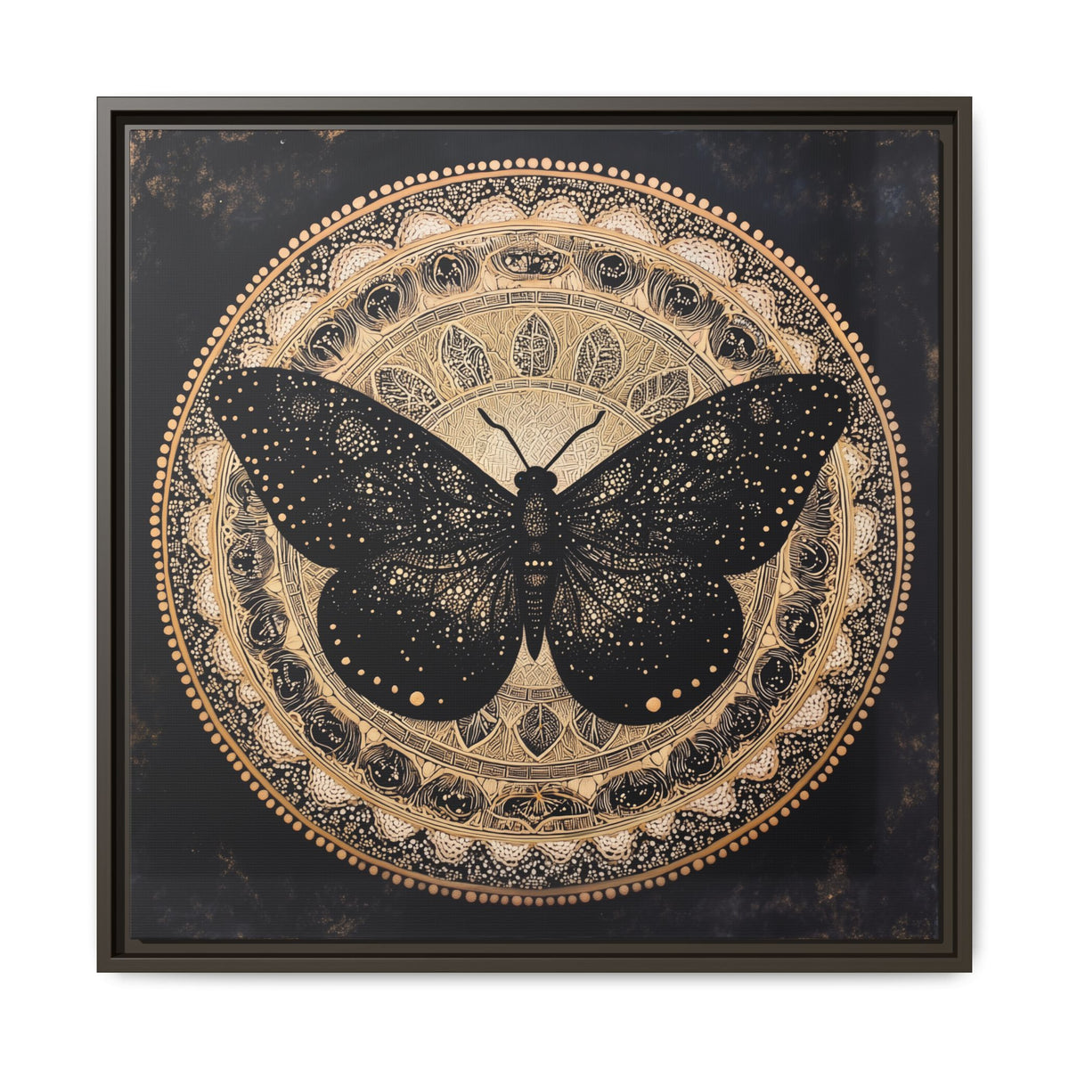 Black Moth Mandala Matte Canvas Framed | Wall Art
