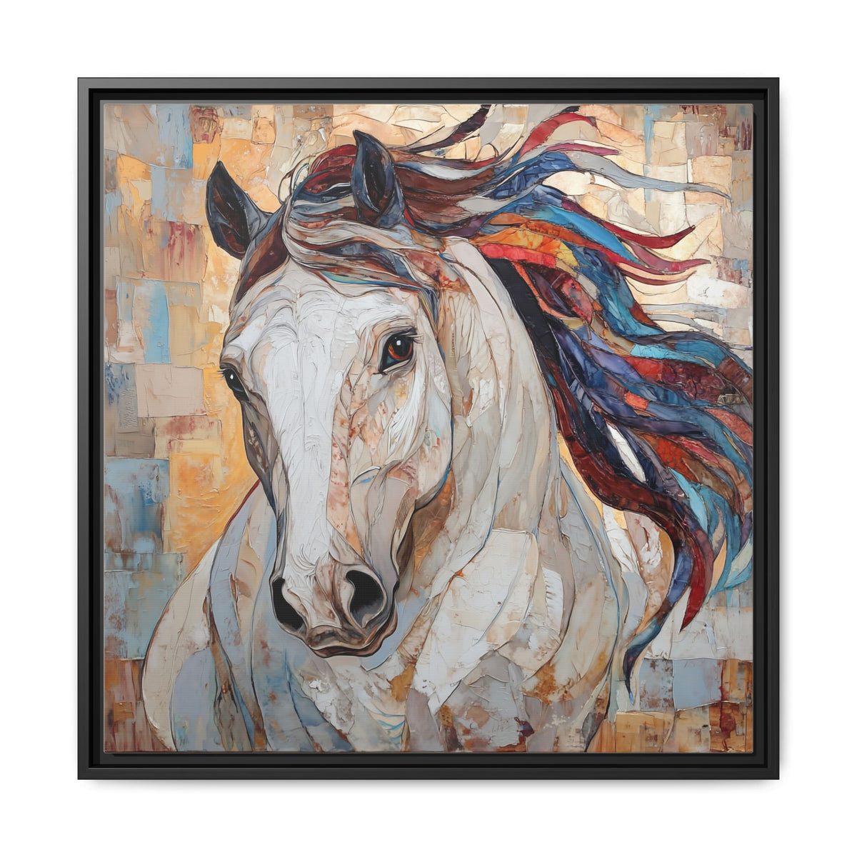 Colorful Mane Horse Matte Canvas Framed | Equine Wall Art