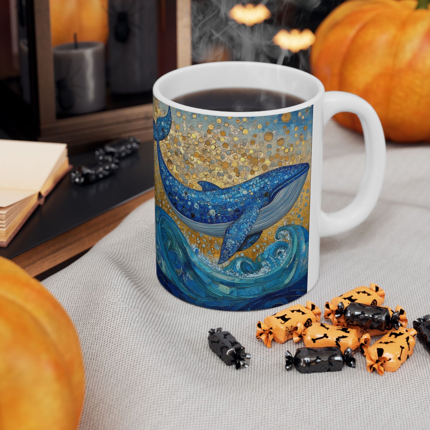 Ceramic Whale Art Mug | Ocean Lover Gift | 11oz & 15oz | Unique Whale Design | Coffee Cup for Nature Enthusiasts, Whale Decor, Sea Life
