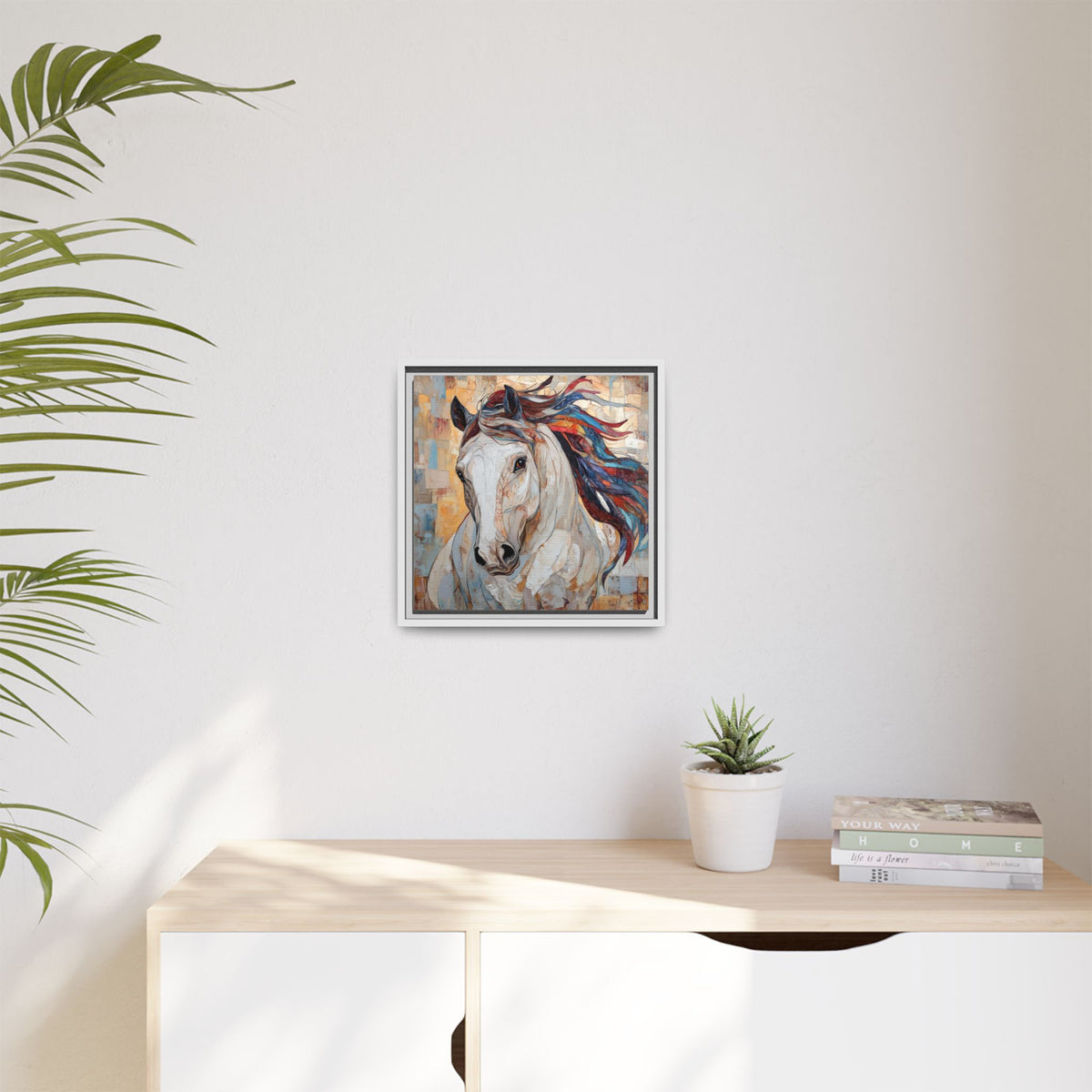 Colorful Mane Horse Matte Canvas Framed | Equine Wall Art