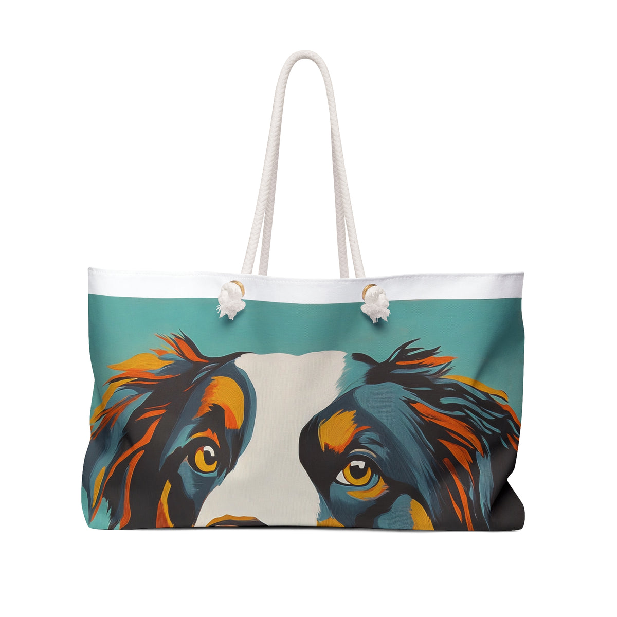 Mid Century Modern Black Tri Australian Shepherd Weekender Bag | Pet Lover Travel Tote, Perfect for Weekend Getaways