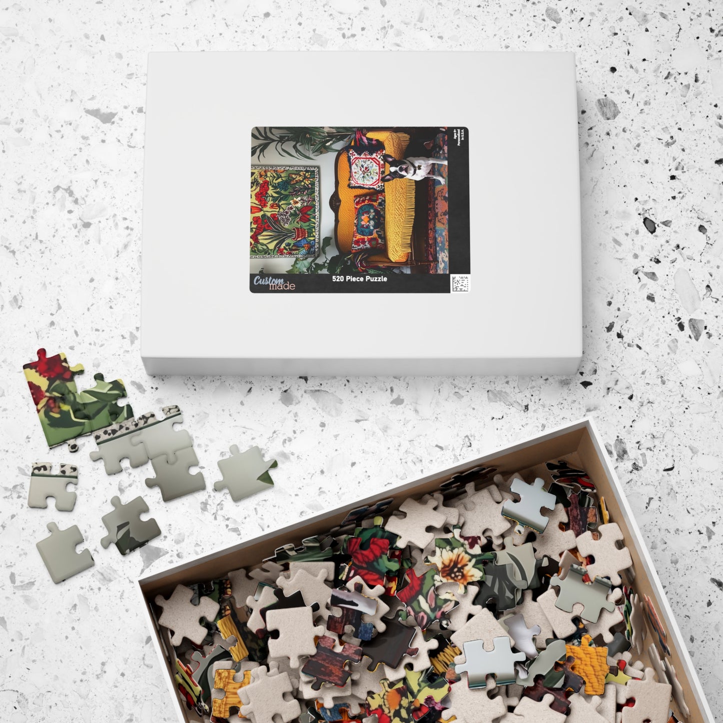 Boston Terrier on Yellow Sofa Puzzle