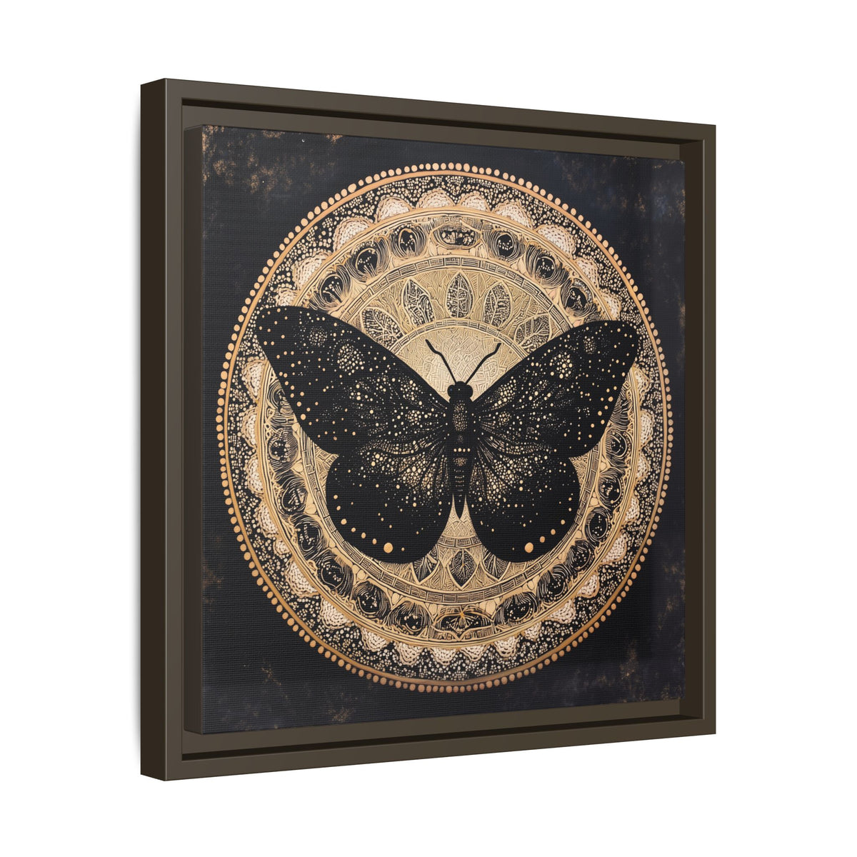 Black Moth Mandala Matte Canvas Framed | Wall Art