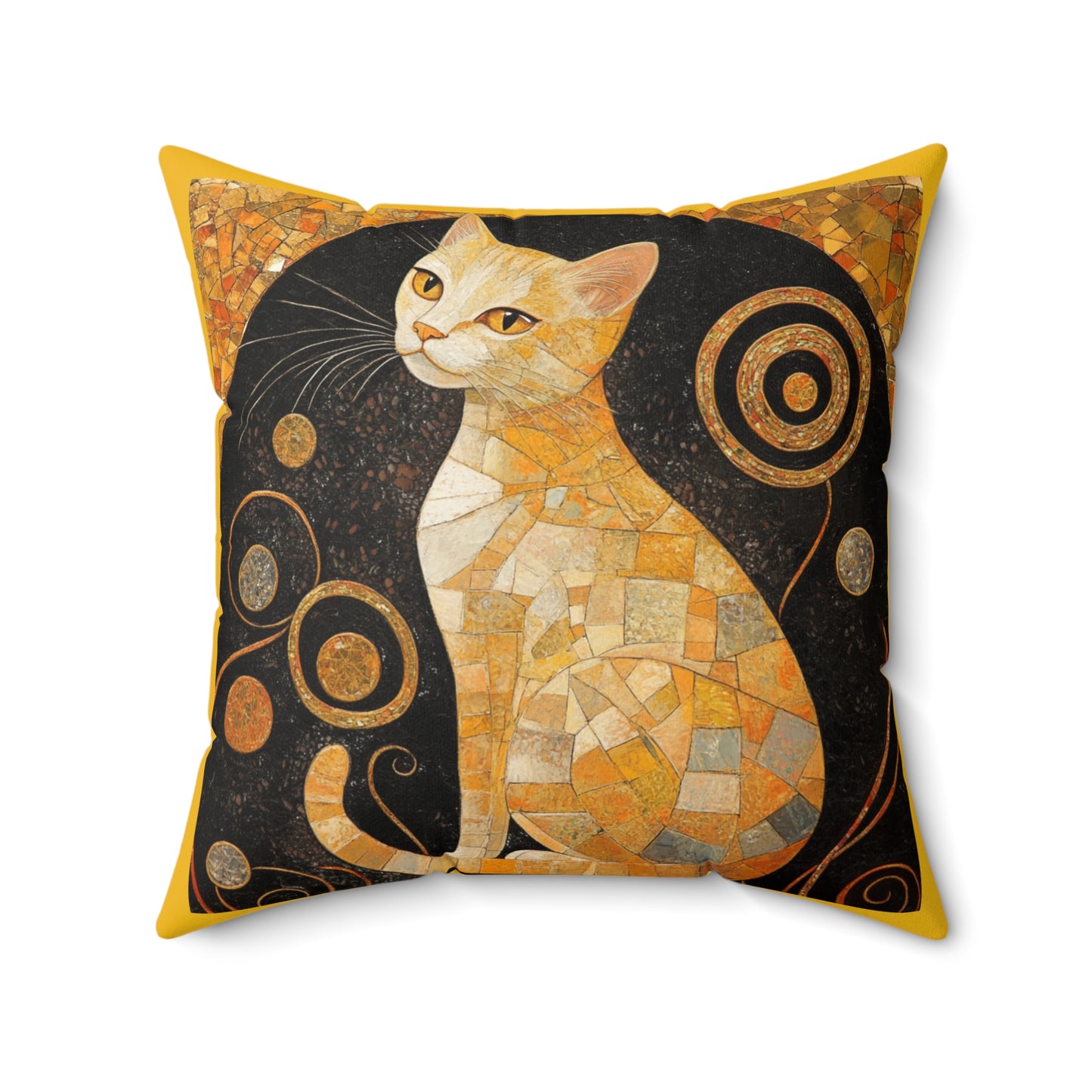 Crystal Cat Collection Citrine Cat Faux Suede Pillow, Cat Lover Home Decor, Throw Pillow for Cat Enthusiasts, Stylish