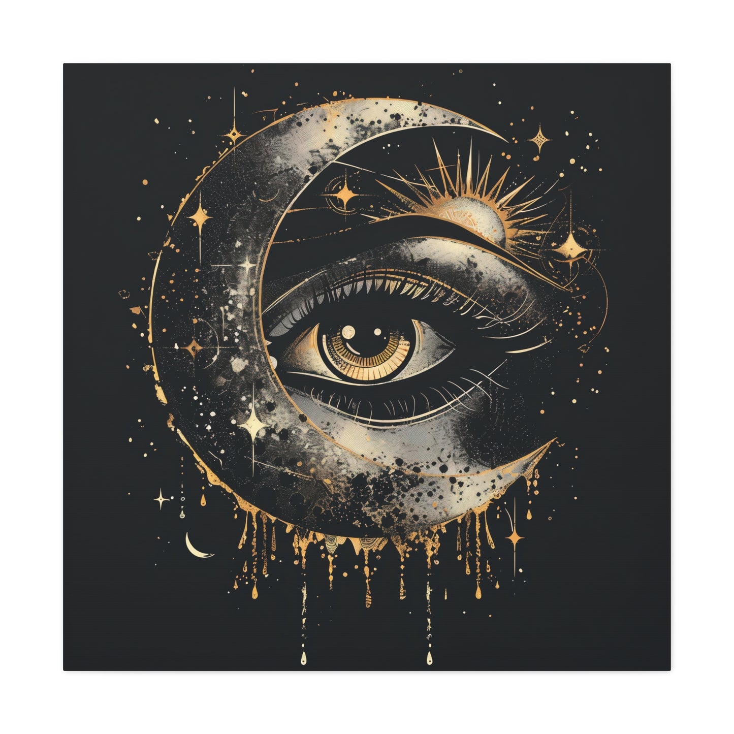 Celestial Eye Canvas Art Print, Mystic Moon Artwork, Astrology Decor, Spiritual Wall Art, Gift for Astronomers