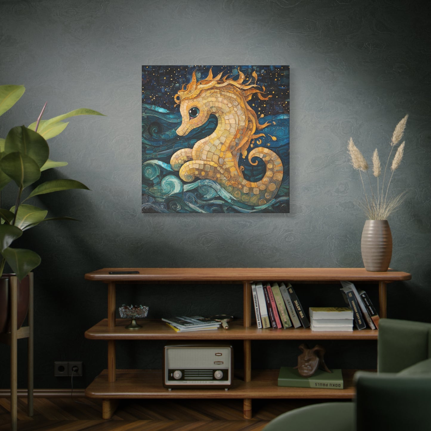 Seahorse Art Canvas Print, Nautical Home Decor, Ocean Lover Gift, Sea Creature Wall Art, Children's Room Decoration