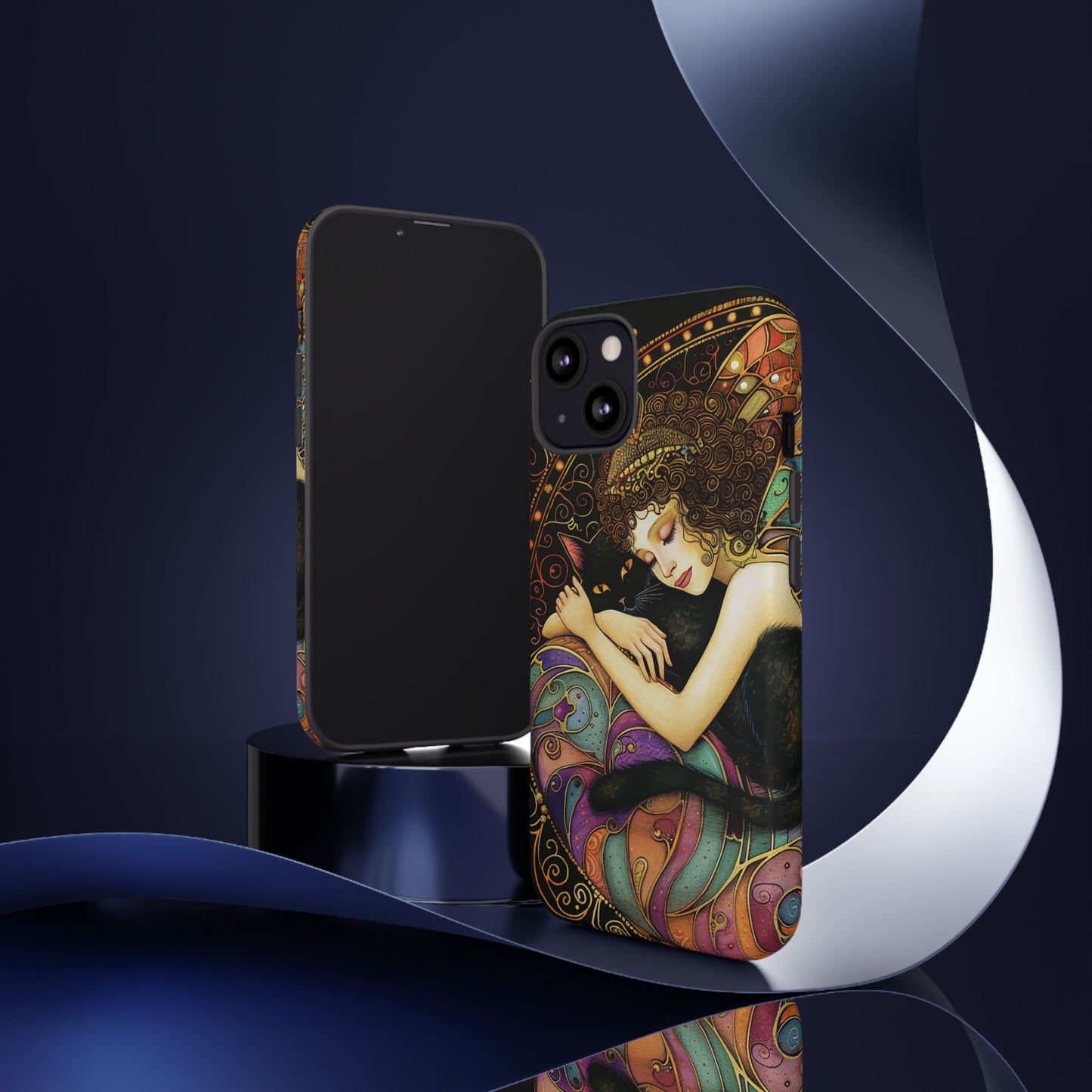 Artistic Phone Case for Cat Lovers, Tough Cases with Enchanting Design, Unique Gift for Birthdays, Holidays, and Celebrations