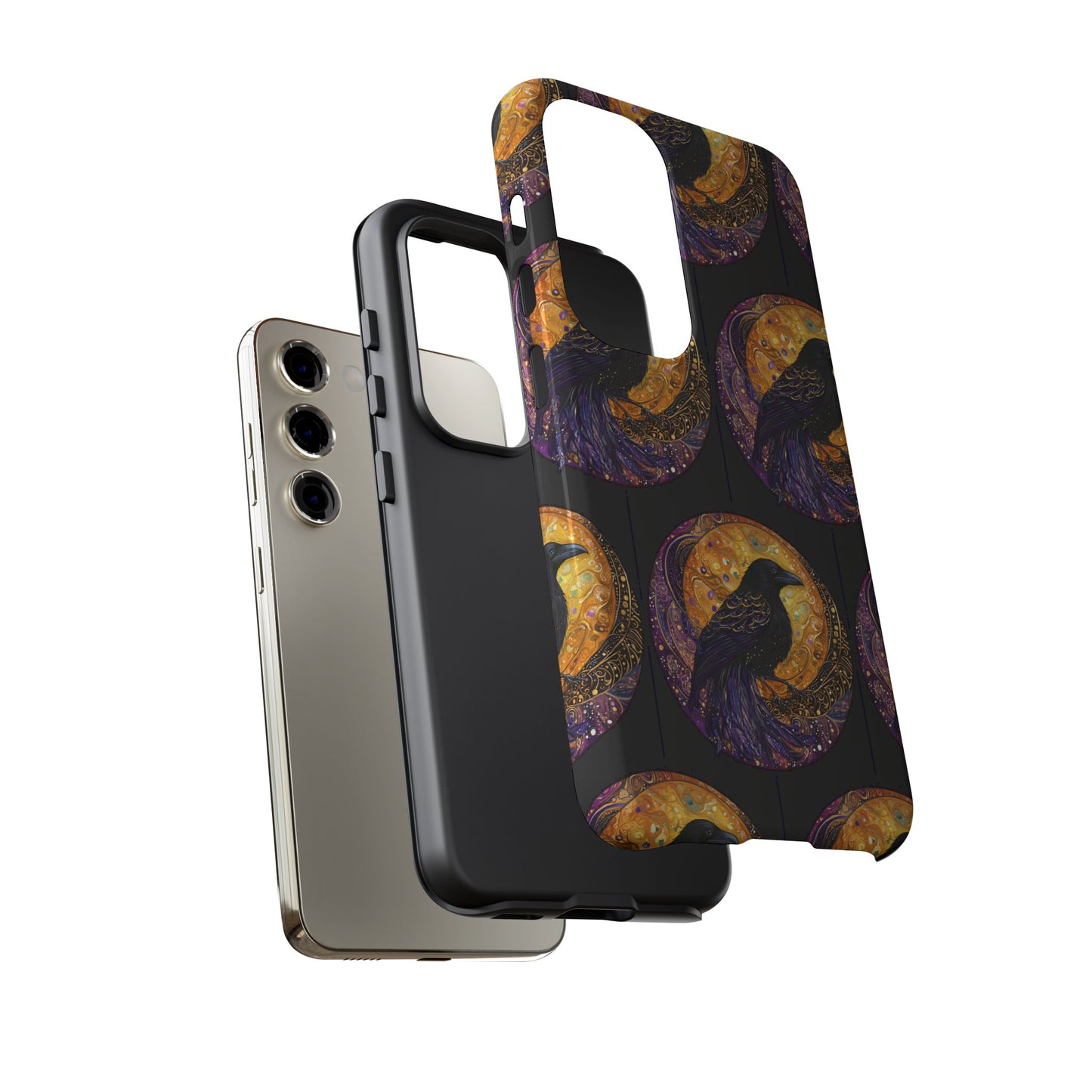 Raven Celestial Phone Case, Astrological Gift, Bird Lover Accessory, Tough Phone Cover, Gothic Aesthetic, Halloween Tech Decor