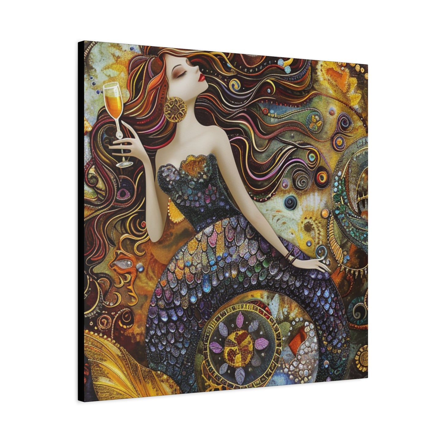 Mermaid Art Canvas, Relaxing Home Decor, Whimsical Wall Art, Unique Gift, Fantasy Artwork