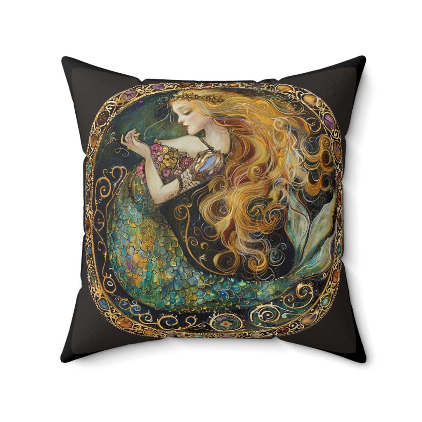 Mermaid Dream Faux Suede Pillow | Decorative Cushion, Boho Home Decor, Cozy Living Room Accent, Gift for Her, Mermaid Lovers