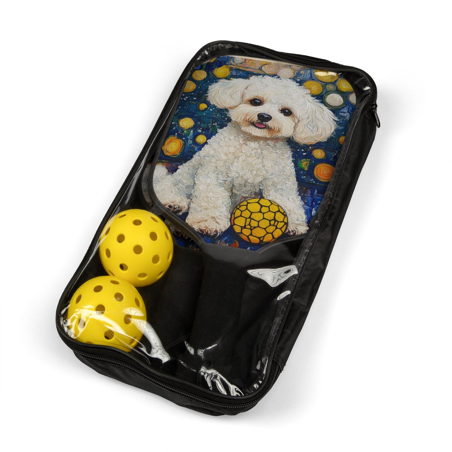 Pickleball Paddle Set with Bichon Frise Design, Fun Sports Gear for Pet Lovers, Pickleball for Kids and Adults, Gift for Dog Owners
