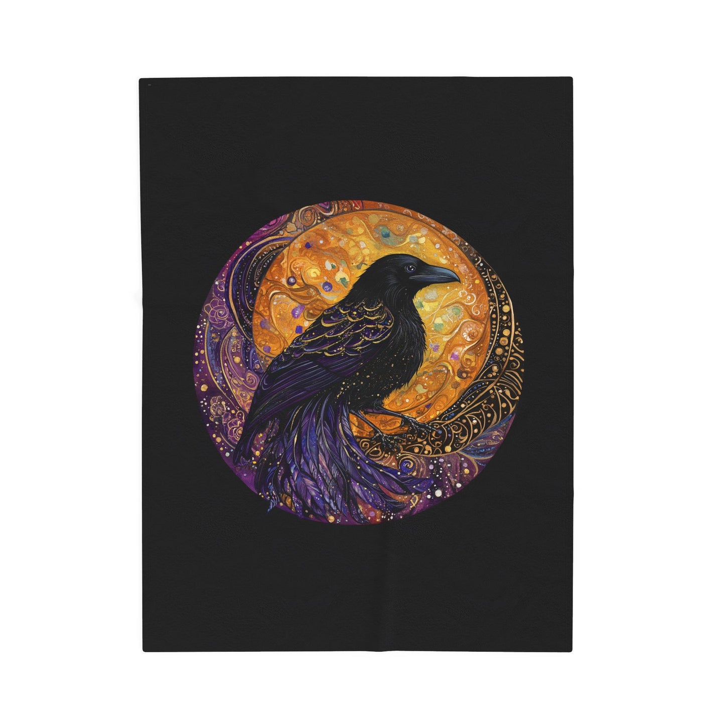 Raven Moon Plush Blanket | Cozy Decorative Throw, Gift for Bird Lovers, Bedroom Decor, Halloween Vibes, Home Comfort
