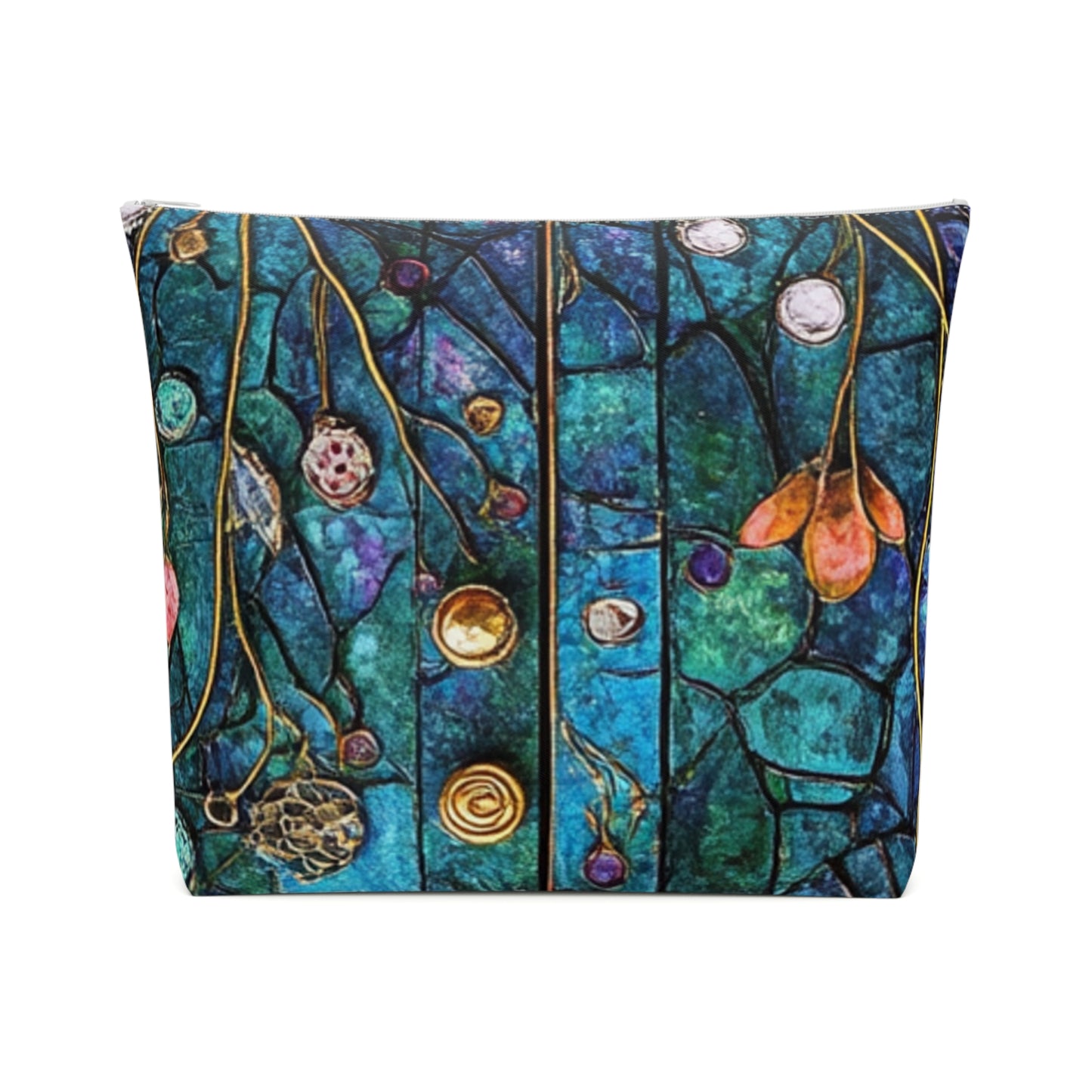 Fairy Door Colorful Cotton Cosmetic Bag, Vibrant Makeup Organizer, Artistic Travel Pouch, Gift for Her, Holiday Toiletries Case