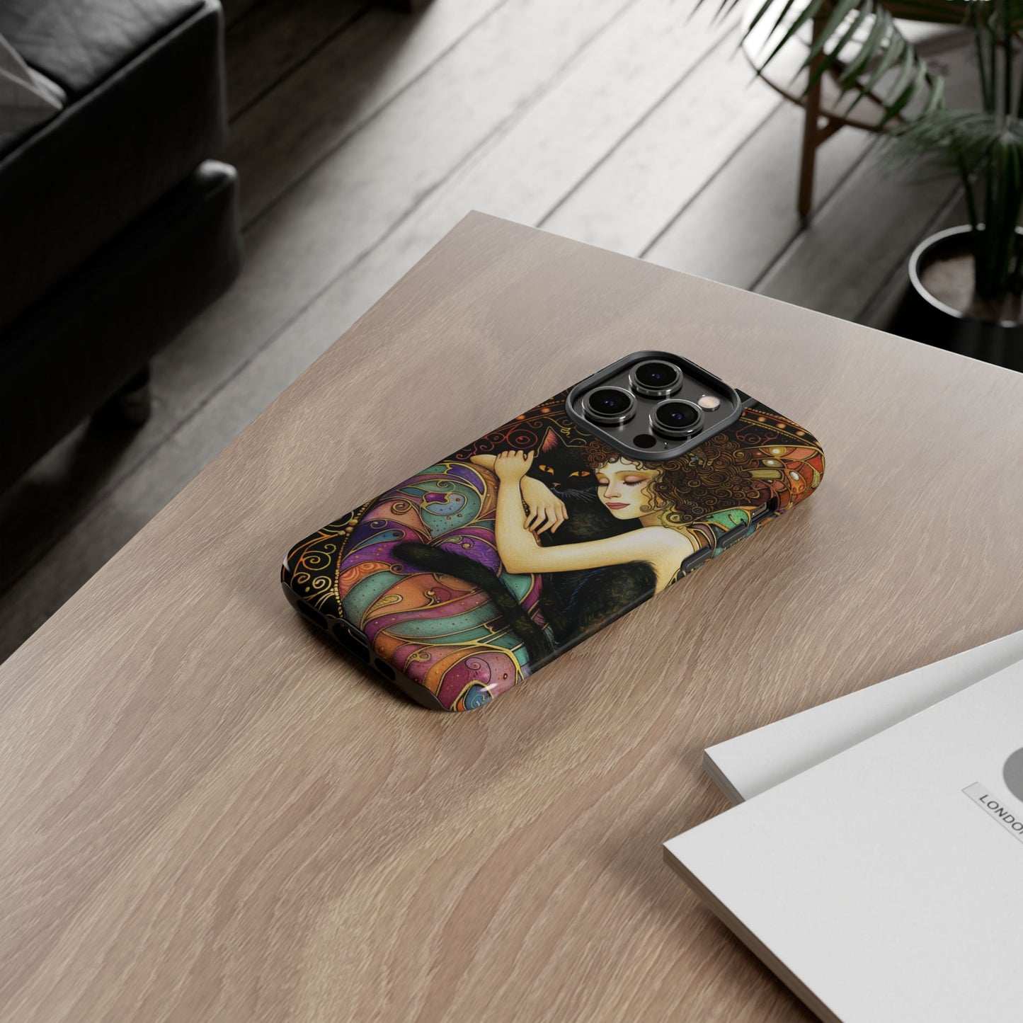 Artistic Phone Case for Cat Lovers, Tough Cases with Enchanting Design, Unique Gift for Birthdays, Holidays, and Celebrations
