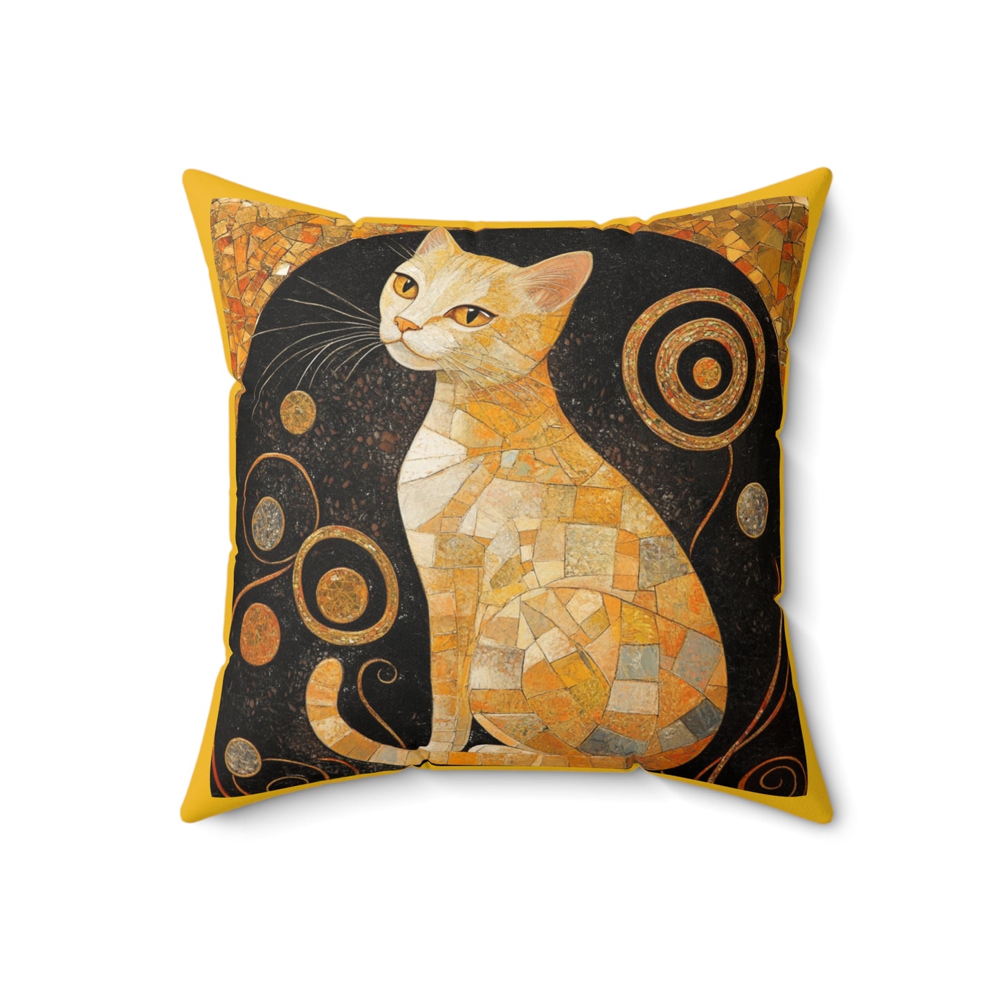 Crystal Cat Collection Citrine Cat Faux Suede Pillow, Cat Lover Home Decor, Throw Pillow for Cat Enthusiasts, Stylish