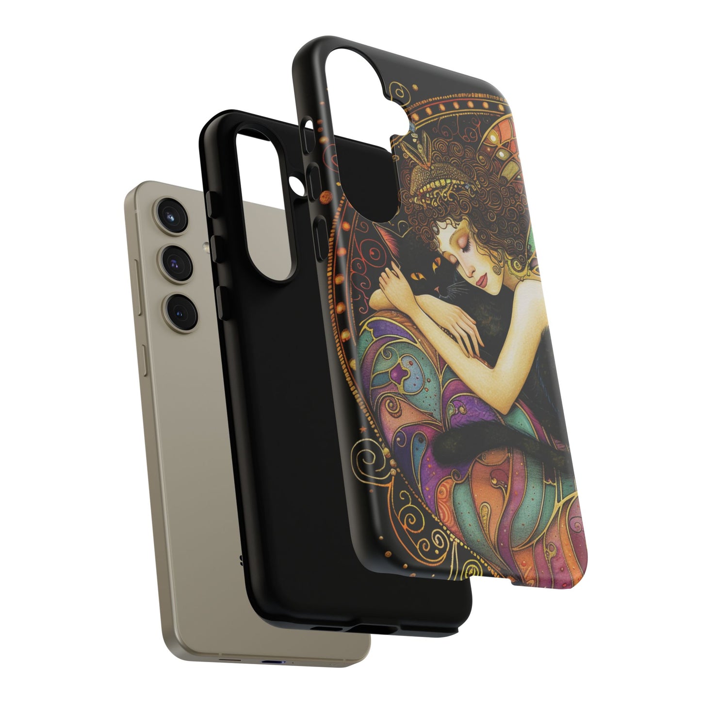 Artistic Phone Case for Cat Lovers, Tough Cases with Enchanting Design, Unique Gift for Birthdays, Holidays, and Celebrations