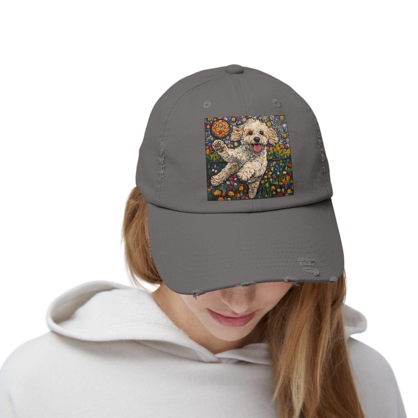 Doodle Pickleball Art Cap, Distressed Baseball Hat, Pet Lover Gift, Casual Summer Hat, Dog Mom Cap, Fun Gift for Dog Owners