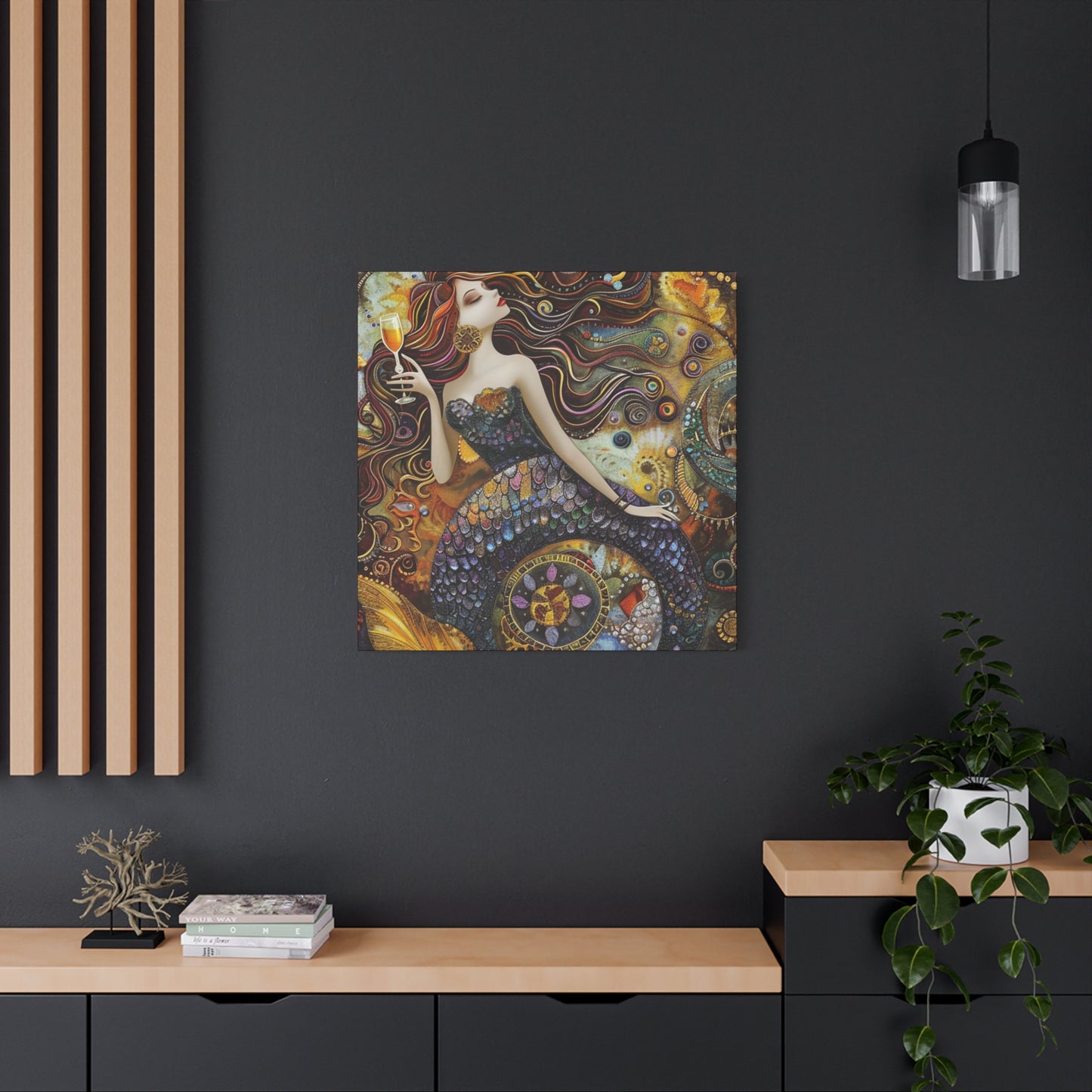 Mermaid Art Canvas, Relaxing Home Decor, Whimsical Wall Art, Unique Gift, Fantasy Artwork
