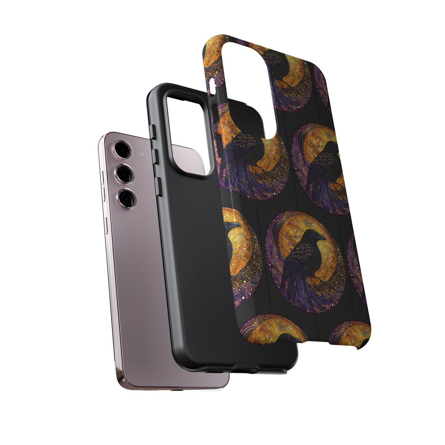 Raven Celestial Phone Case, Astrological Gift, Bird Lover Accessory, Tough Phone Cover, Gothic Aesthetic, Halloween Tech Decor