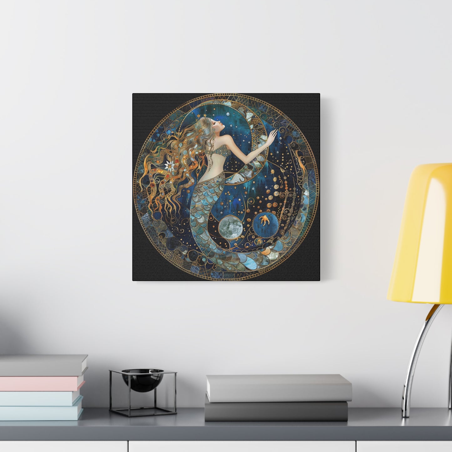 Mermaid Dreams Canvas Art, Ocean Wall Decor, Boho Home Decor, Gift for Her, Coastal Decoration, Celestial Art