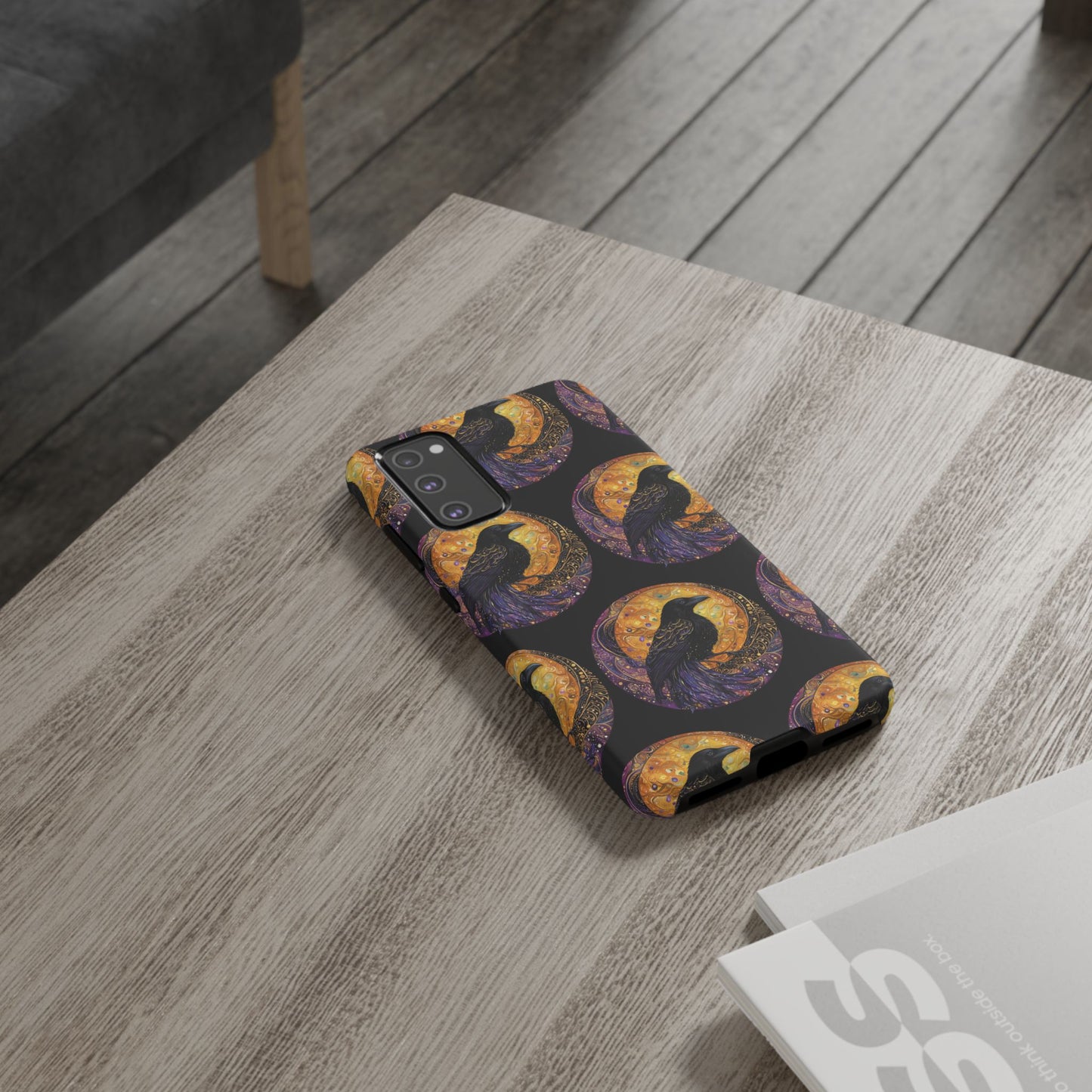 Raven Celestial Phone Case, Astrological Gift, Bird Lover Accessory, Tough Phone Cover, Gothic Aesthetic, Halloween Tech Decor