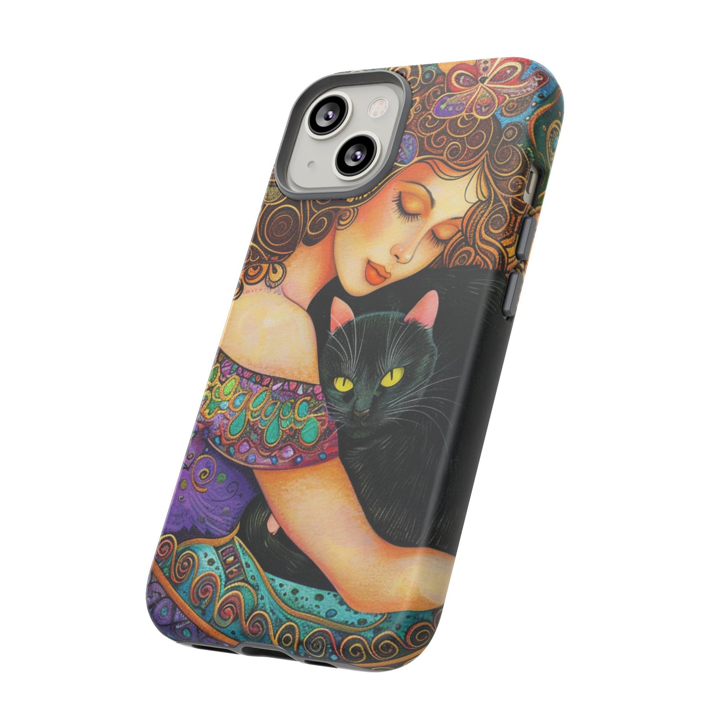Colorful Cat Art Phone Case, Tough Phone Cover for Cat Lovers, Gift for Pet Owners, Artistic Mobile Case, Cute Cat Design