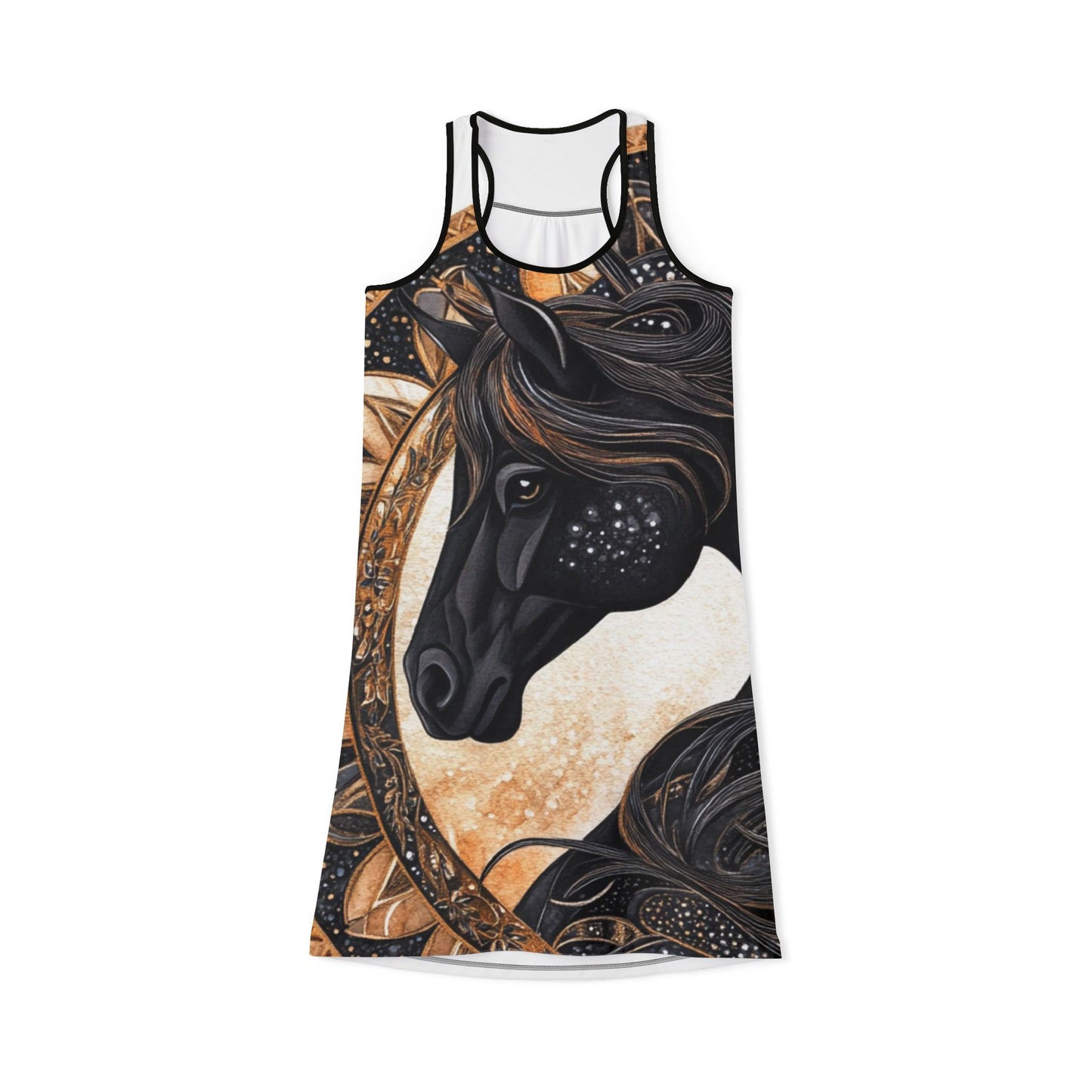Bohemian Horse Print Racerback Dress, Summer Fashion, Animal Lover Gift, Casual Dress, Outdoor Festival Wear