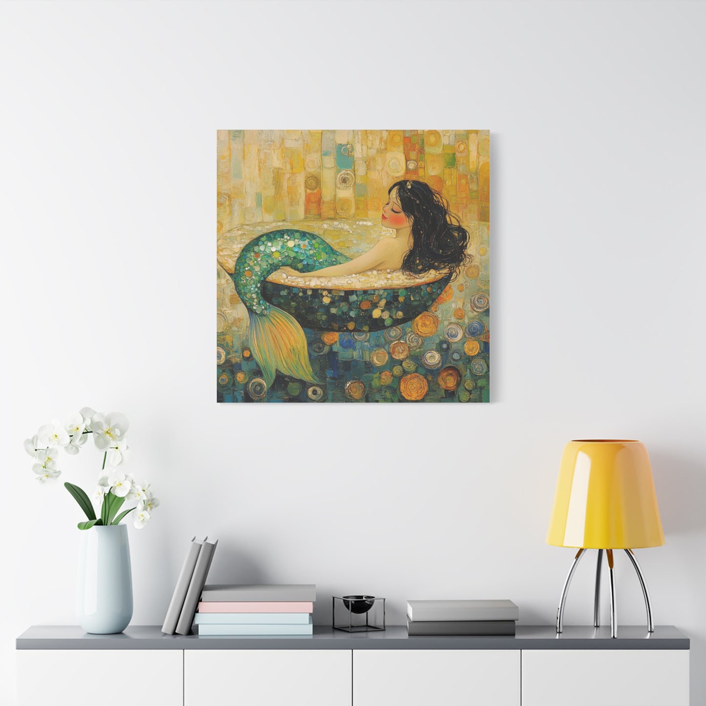 Serene Mermaid Canvas Art, Wall Decor, Home Decoration, Art Gift, Coastal Living, Beach Theme, Printable Artwork