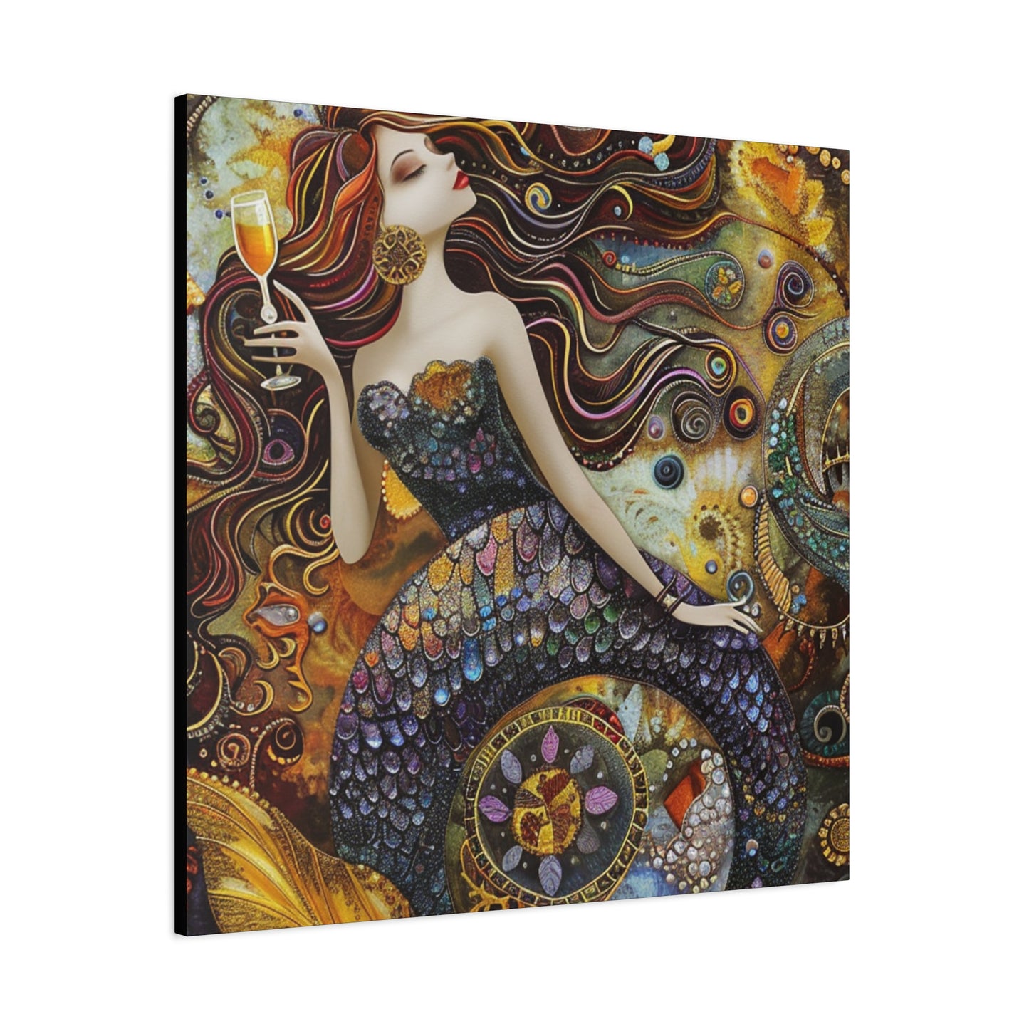 Mermaid Art Canvas, Relaxing Home Decor, Whimsical Wall Art, Unique Gift, Fantasy Artwork