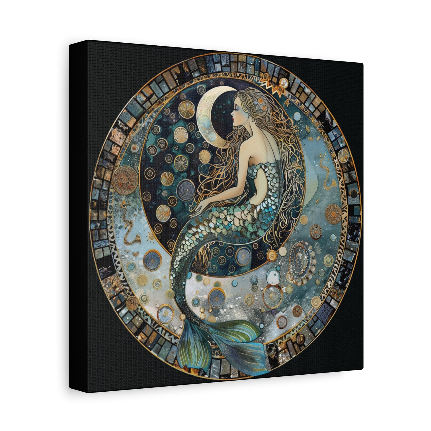 Mermaid Moon Canvas Art Print, Ocean Decor, Fantasy Artwork, Nautical Home Wall Art, Ethereal Gift for Sea Lovers