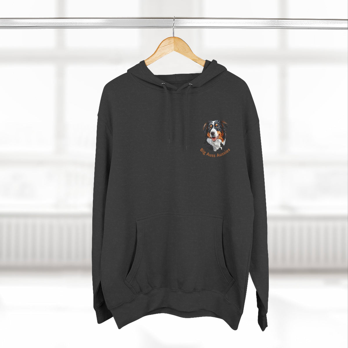 Big Auss Aussie Hoodie - Fleece Hoodie with Tri Color Australian Shepherd Design