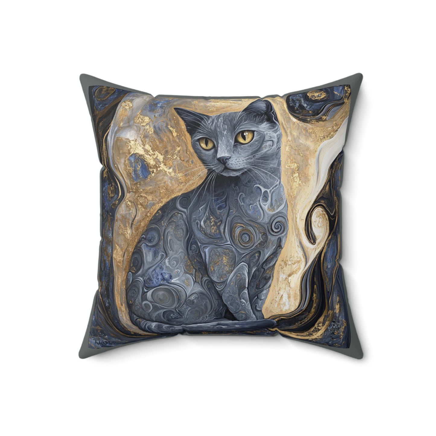 Crystal Cat Collection Smoky Quartz Cat Faux Suede Pillow | Cozy Home Decor, Cat Lover Gift, Decorative Cushion