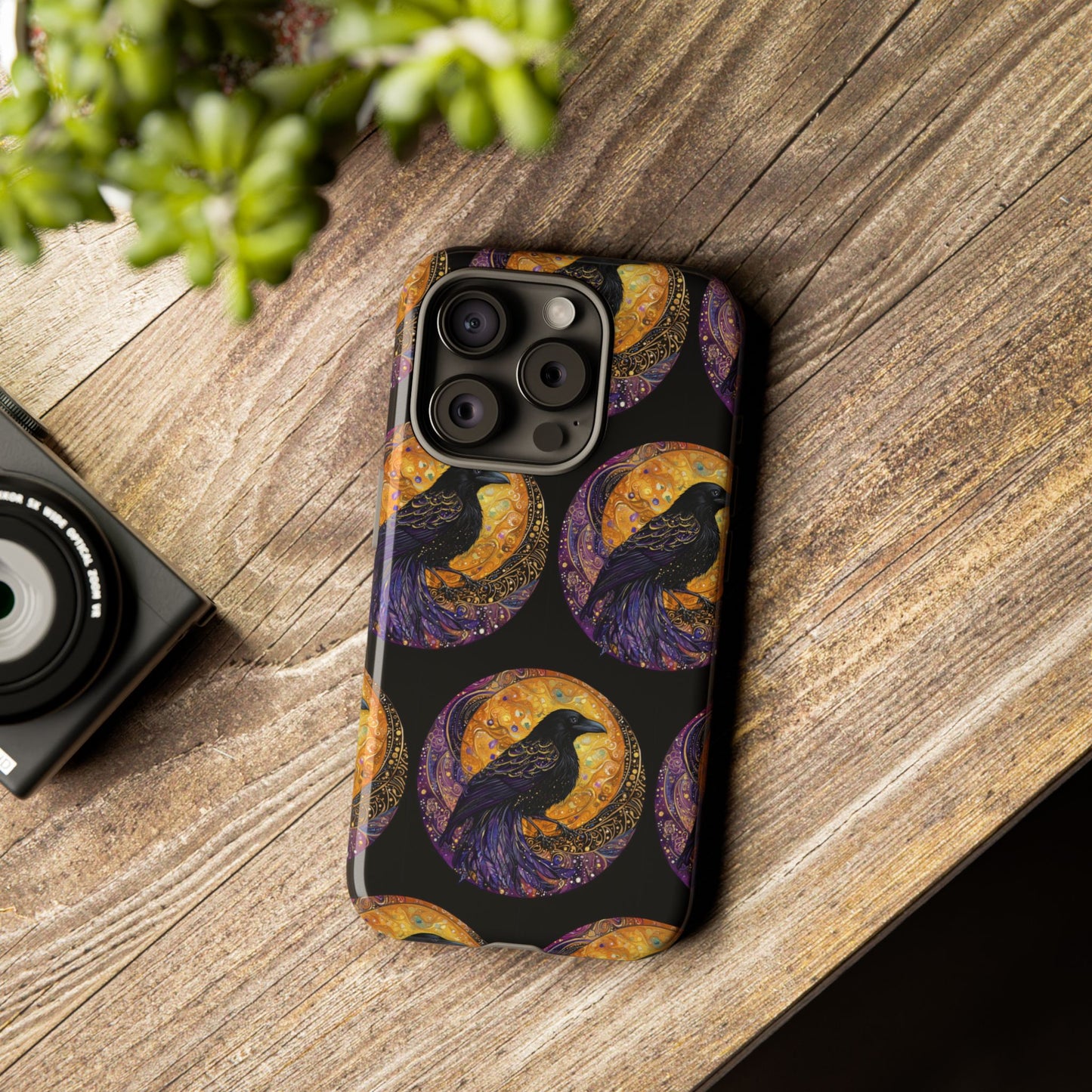 Raven Celestial Phone Case, Astrological Gift, Bird Lover Accessory, Tough Phone Cover, Gothic Aesthetic, Halloween Tech Decor
