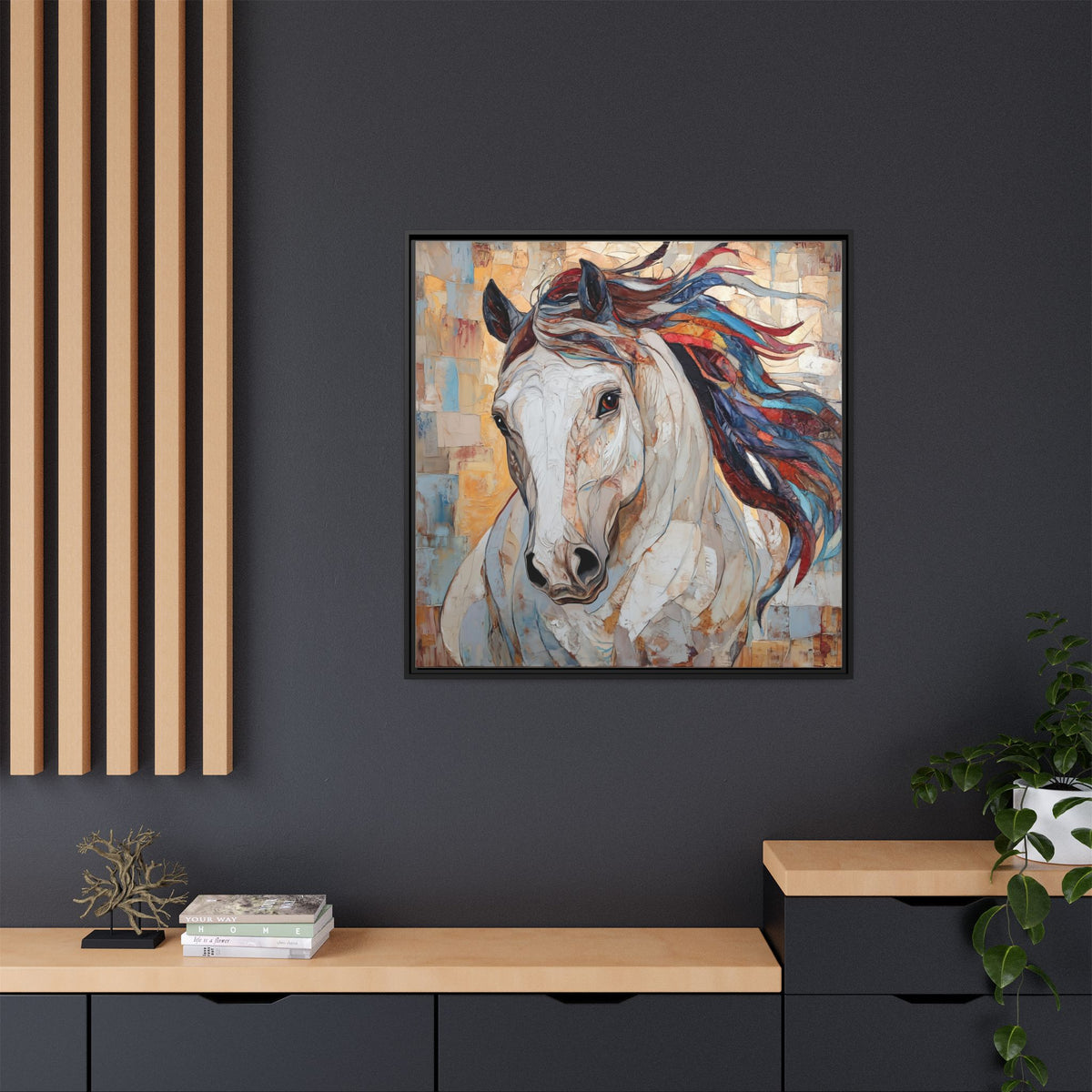 Colorful Mane Horse Matte Canvas Framed | Equine Wall Art