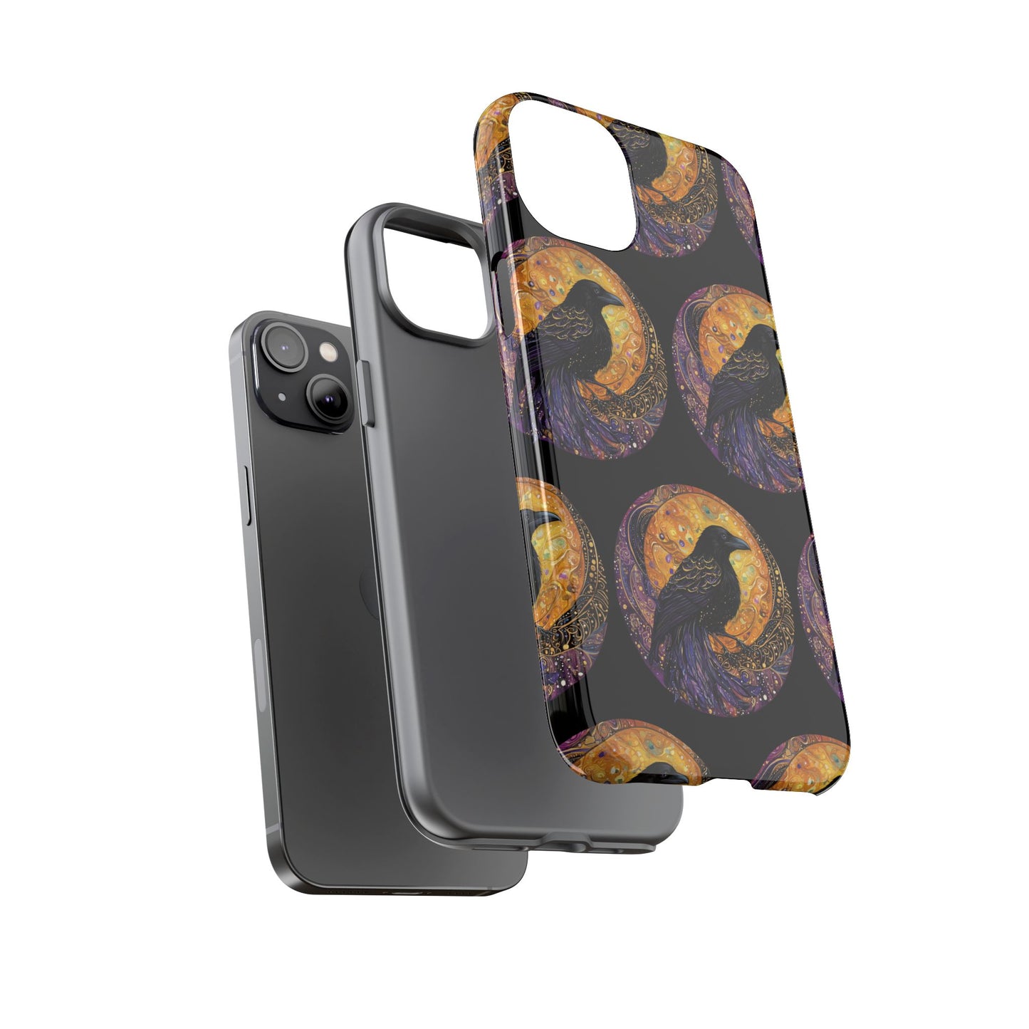 Raven Celestial Phone Case, Astrological Gift, Bird Lover Accessory, Tough Phone Cover, Gothic Aesthetic, Halloween Tech Decor