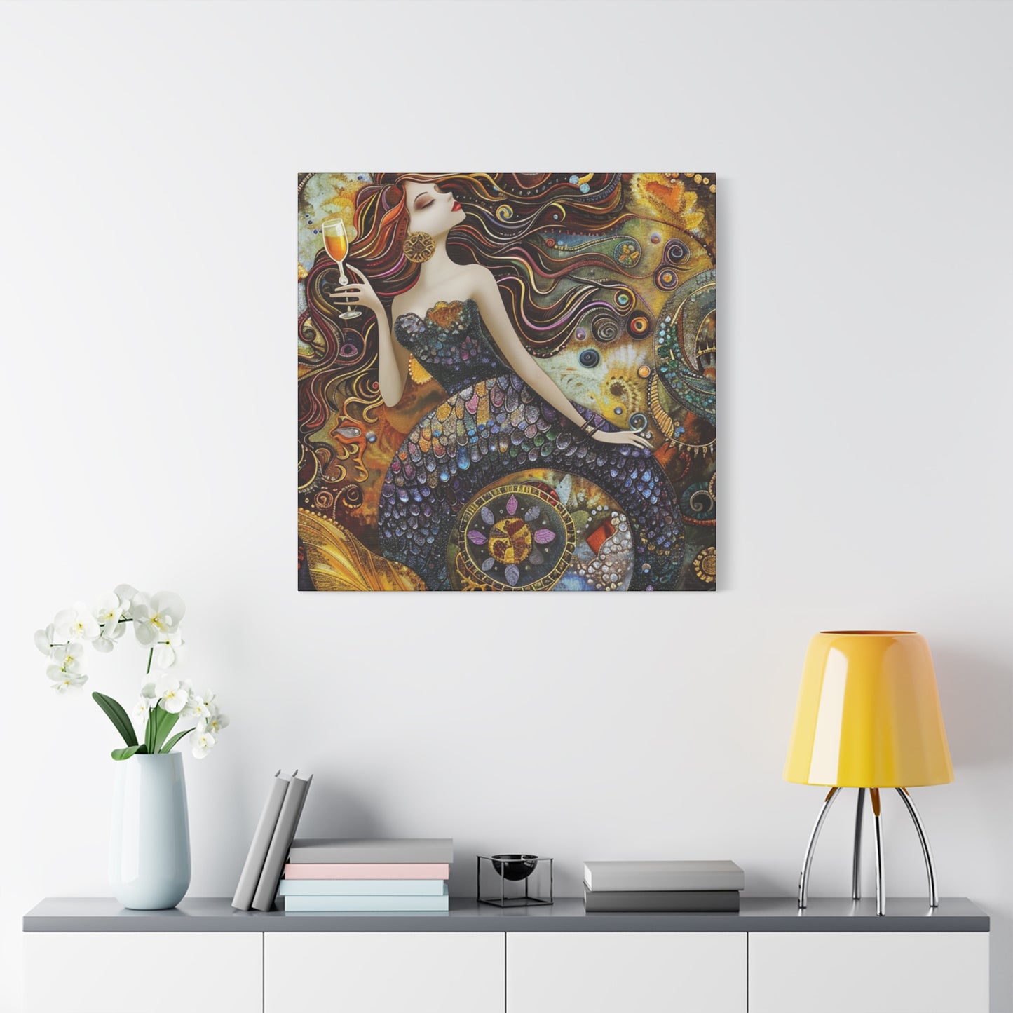 Mermaid Art Canvas, Relaxing Home Decor, Whimsical Wall Art, Unique Gift, Fantasy Artwork