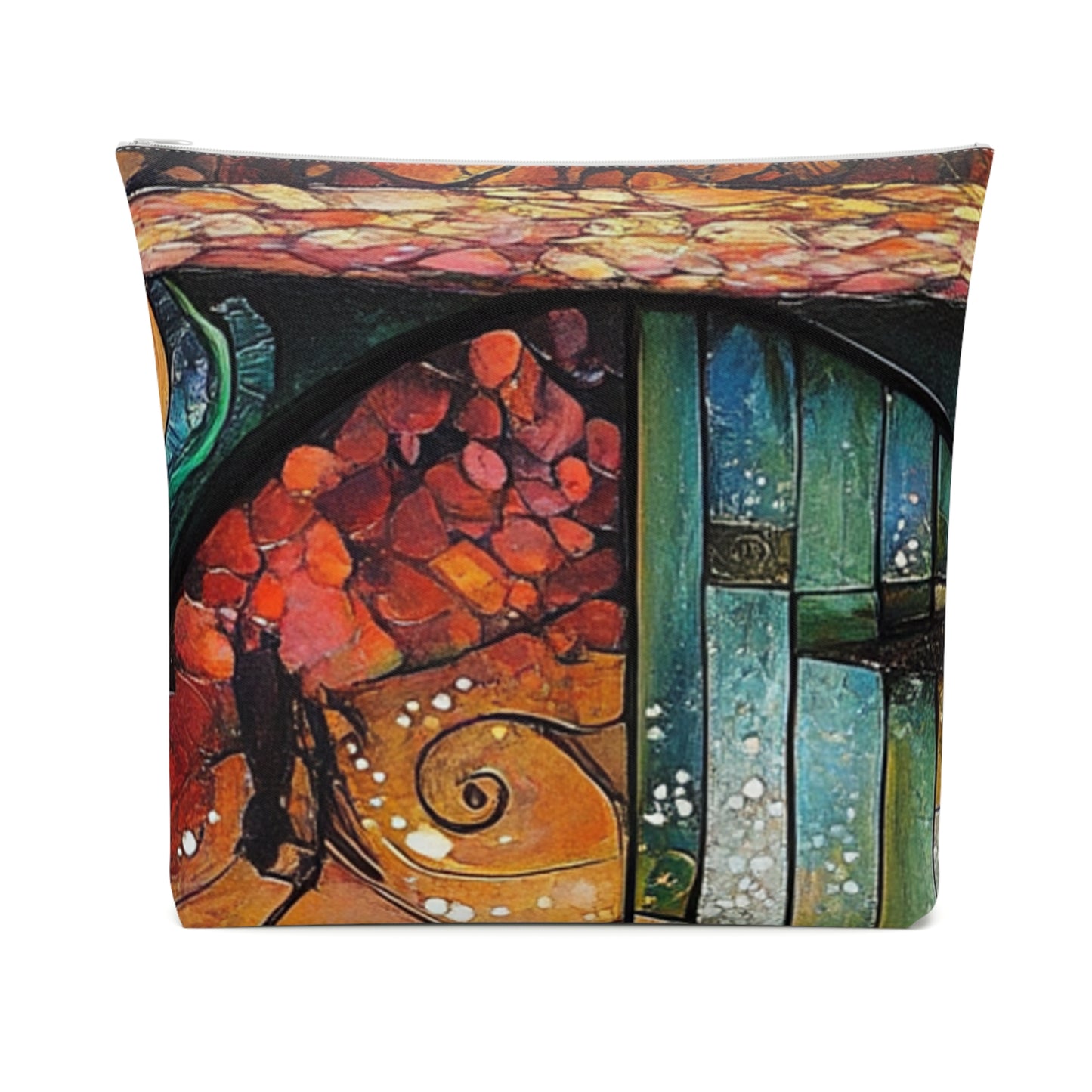 Fairy Door Artistic Cotton Cosmetic Bag, Colorful Makeup Pouch, Travel Organizer, Toiletry Bag, Unique Gift for Her
