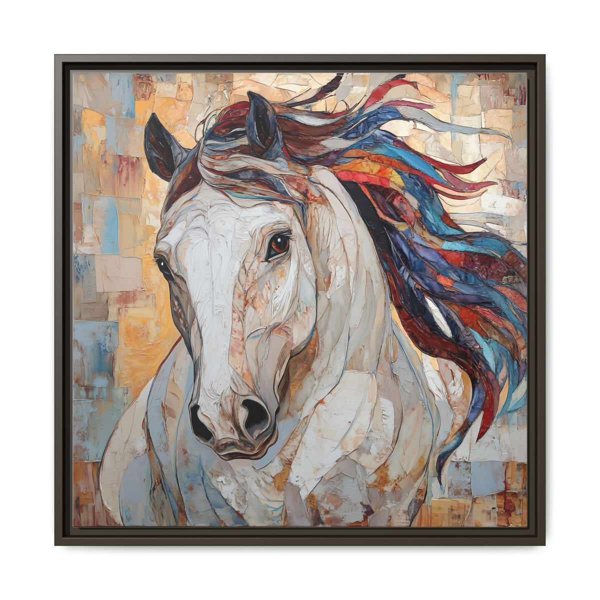 Colorful Mane Horse Matte Canvas Framed | Equine Wall Art