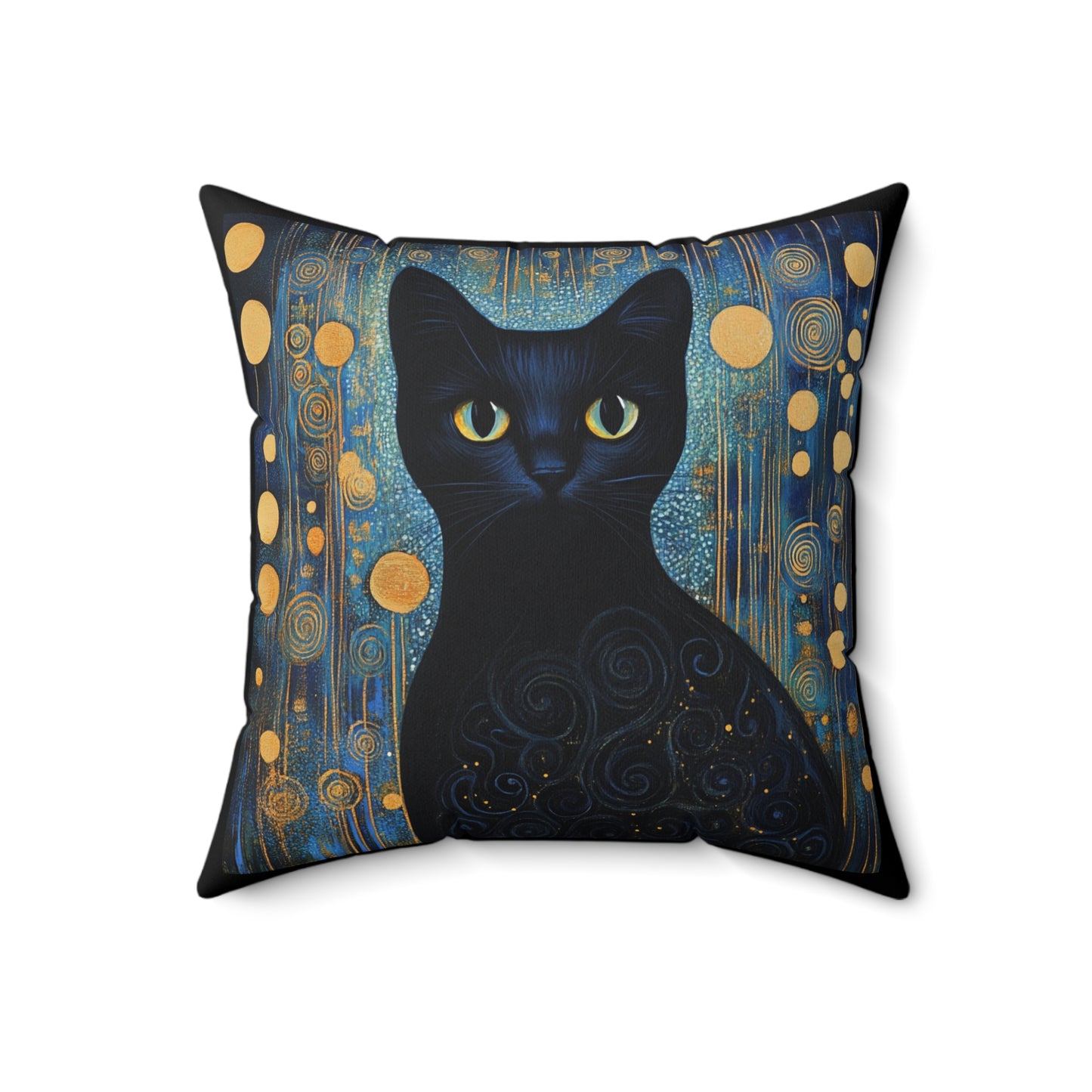 Crystal Cat Collection Black Obsidian Cat Pillow, Cozy Home Decor, Cat Lover Gift, Goth Aesthetic Cushion, Unique
