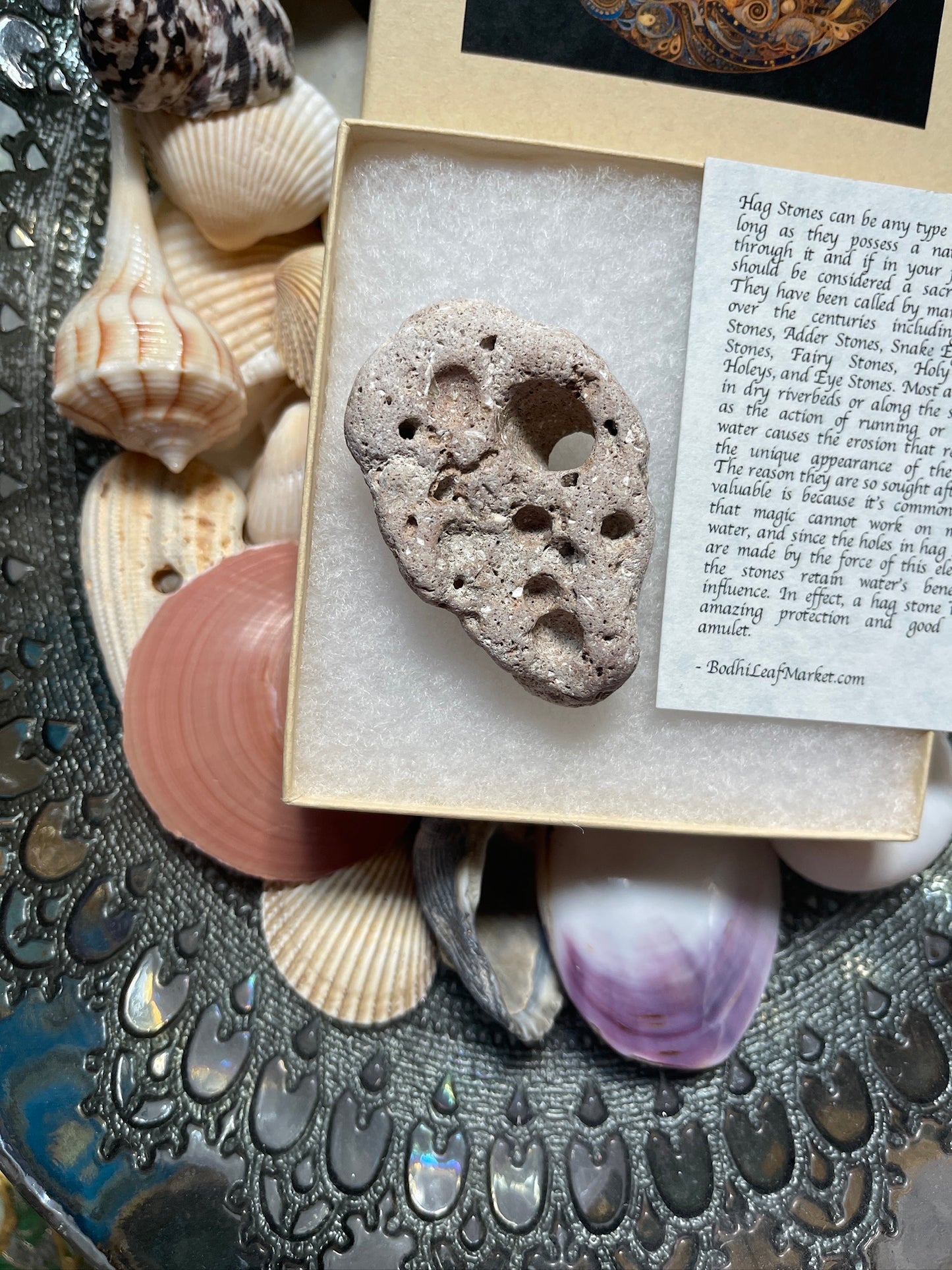 Local Bodhi Leaf Market Hagstone in Mystical Moon Goddess Gift Box