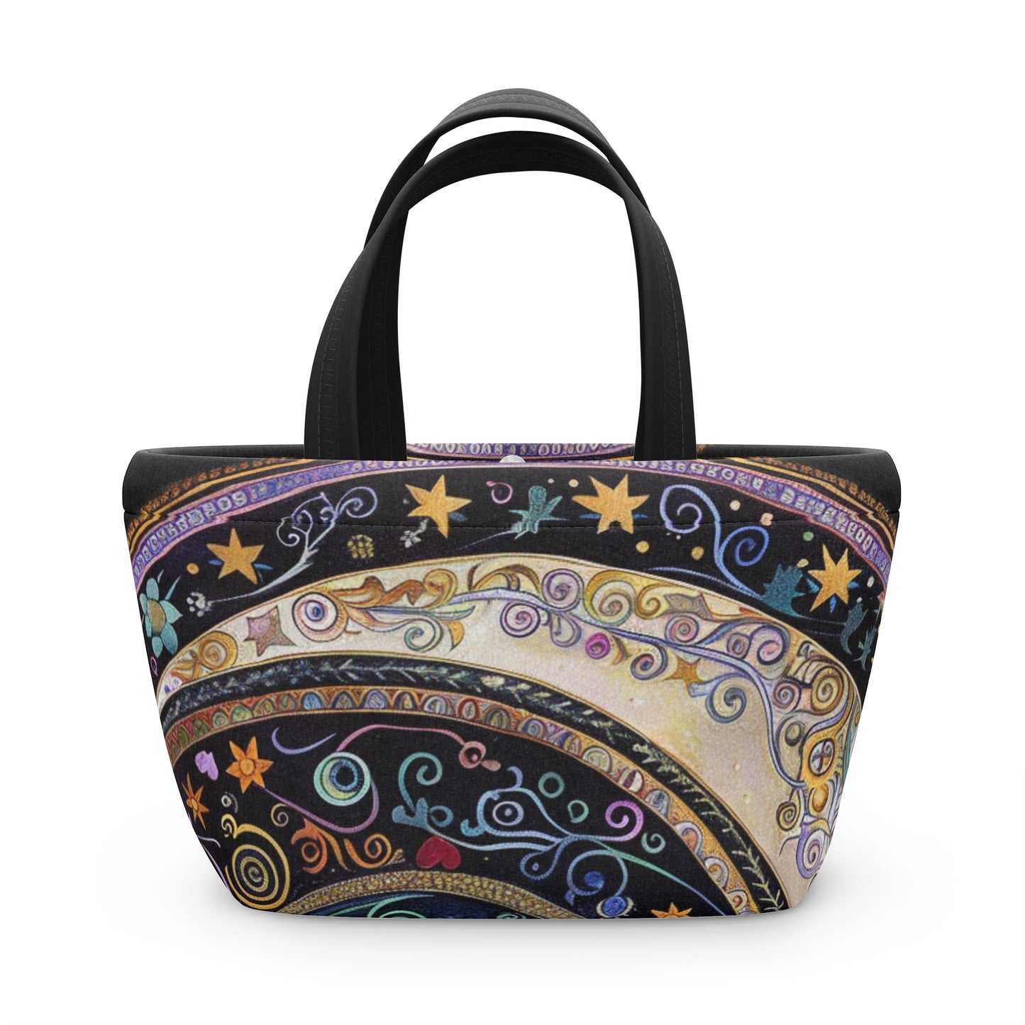 Colorful Celestial Patterns Lunch Bag, Insulated Tote, Reusable Food Carrier, Eco-Friendly Lunch Container, Picnic Essential