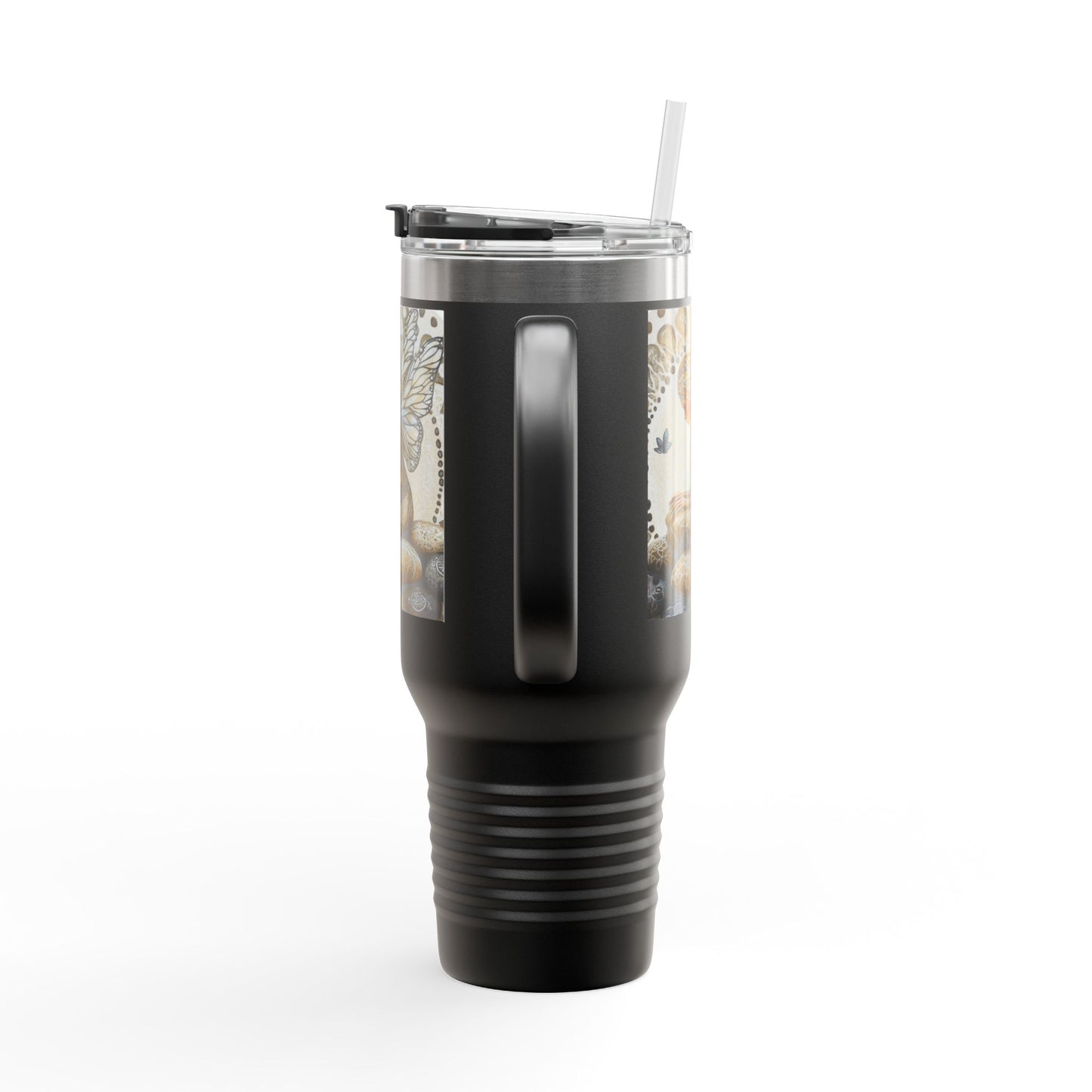 Good Fortune Stone Fairy Travel Mug, 40oz | Insulated Coffee Cup | Gifts for Nature Lovers | Boho Decor | Relaxation Gift