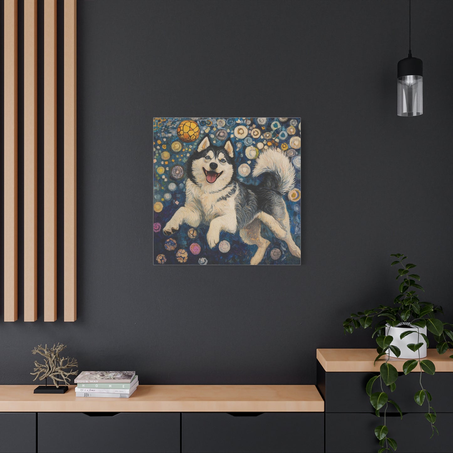 Joyful Husky Canvas Art, Pet Wall Decor, Dog Lovers Gift, Home Decoration, Animal Art, Husky Portrait