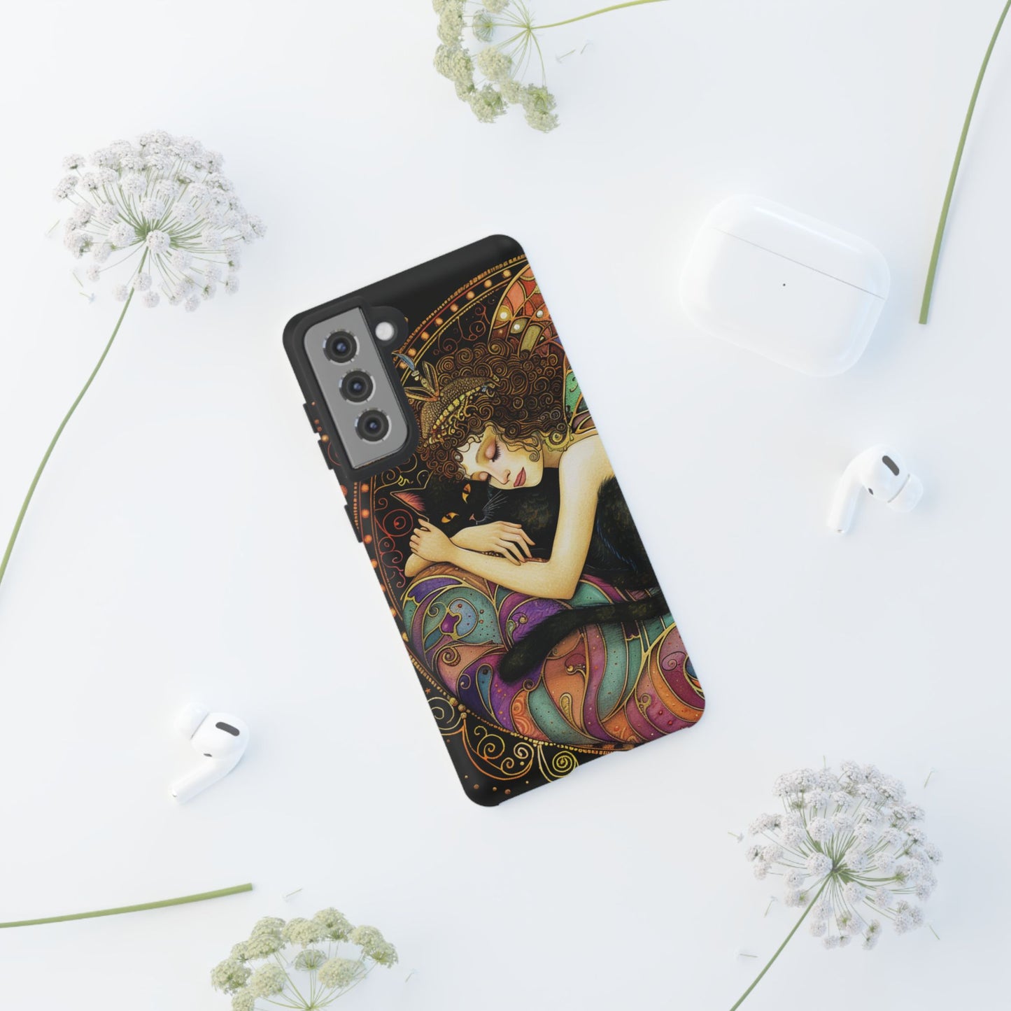 Artistic Phone Case for Cat Lovers, Tough Cases with Enchanting Design, Unique Gift for Birthdays, Holidays, and Celebrations