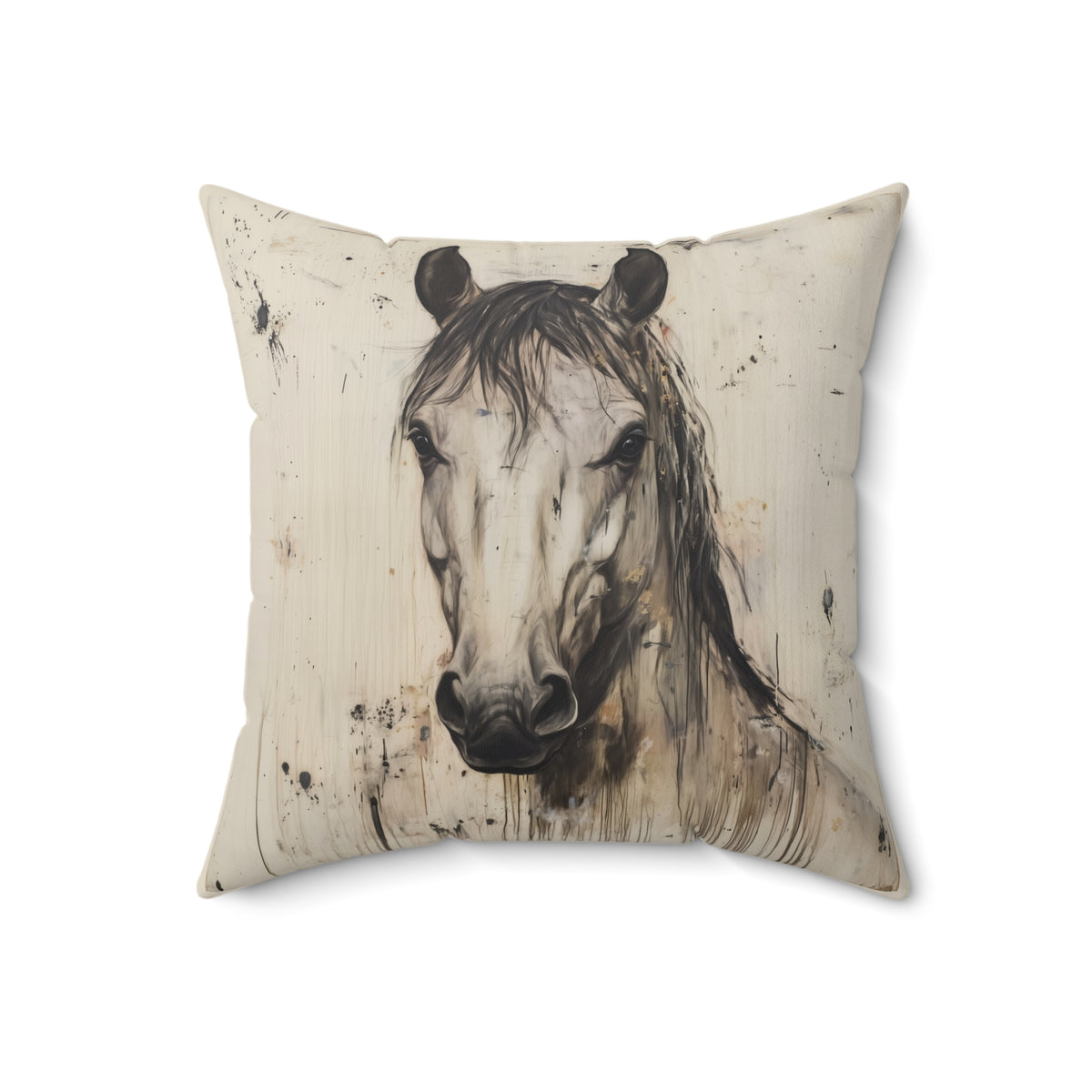 Watercolor Horse Portrait Pillow | Faux Suede Square Pillow