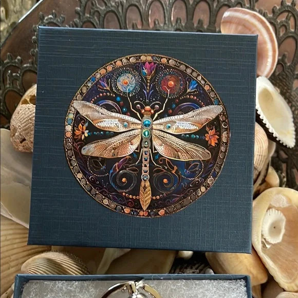 Elegant Bead and Hagstone Keychain with Dragonfly Gift Box, Bodhi Magic