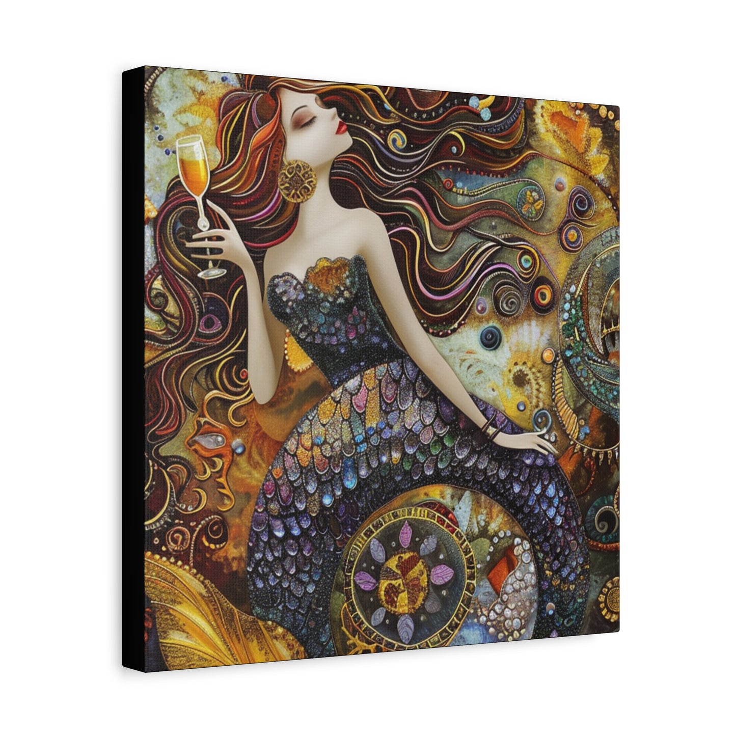 Mermaid Art Canvas, Relaxing Home Decor, Whimsical Wall Art, Unique Gift, Fantasy Artwork